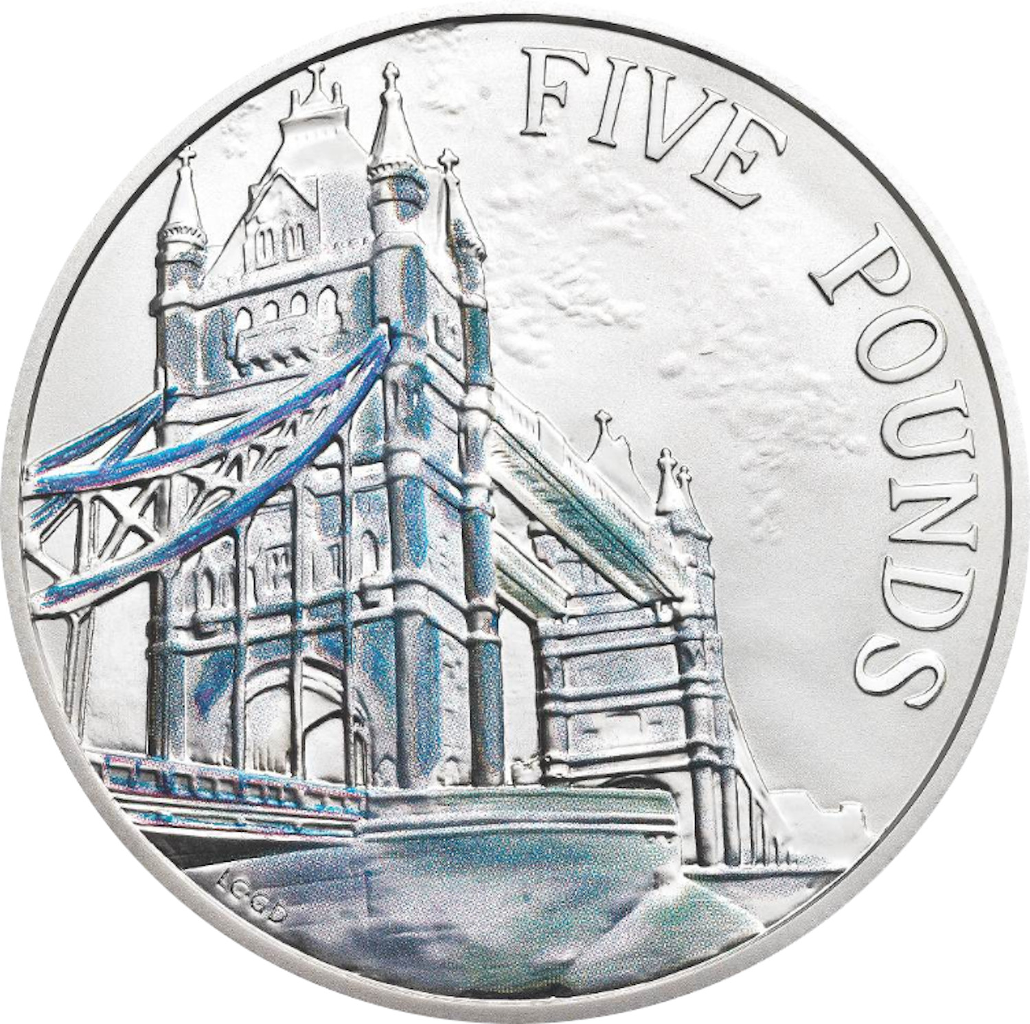 5 Pounds - Elizabeth II Tower Bridge; Silver Proof reverse