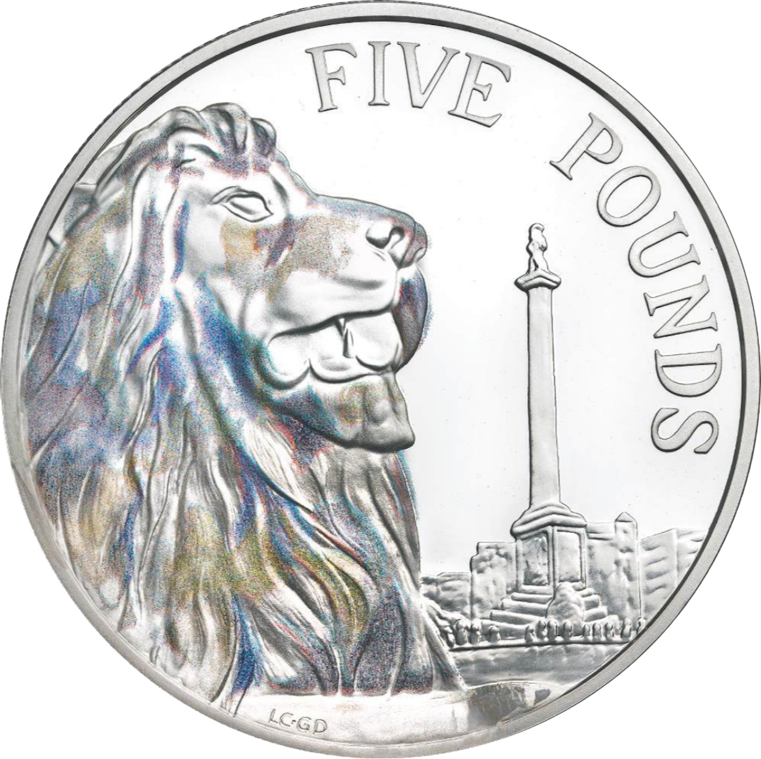 5 Pounds - Elizabeth II Trafalgar Square; Silver Proof reverse