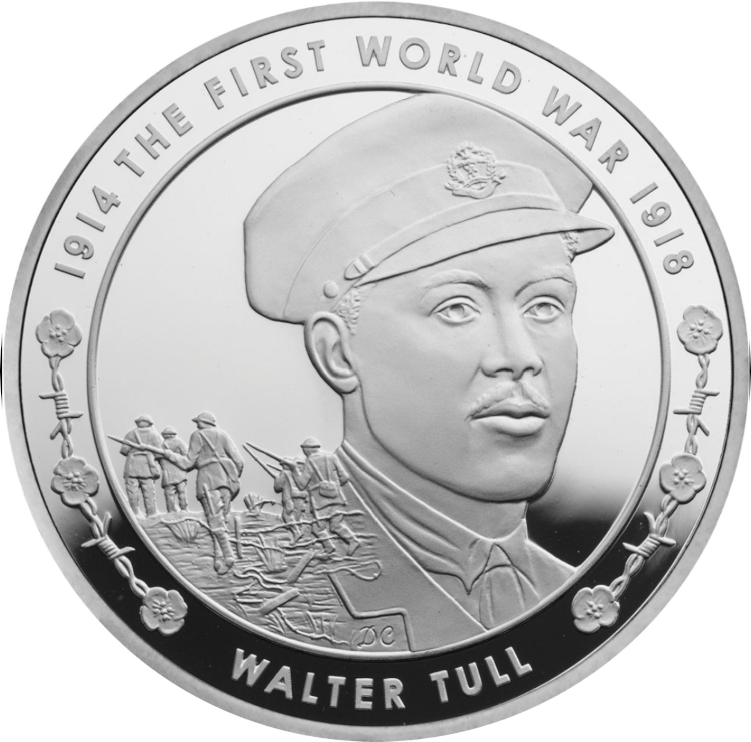 5 Pounds - Elizabeth II Walter Tull; Silver Proof reverse