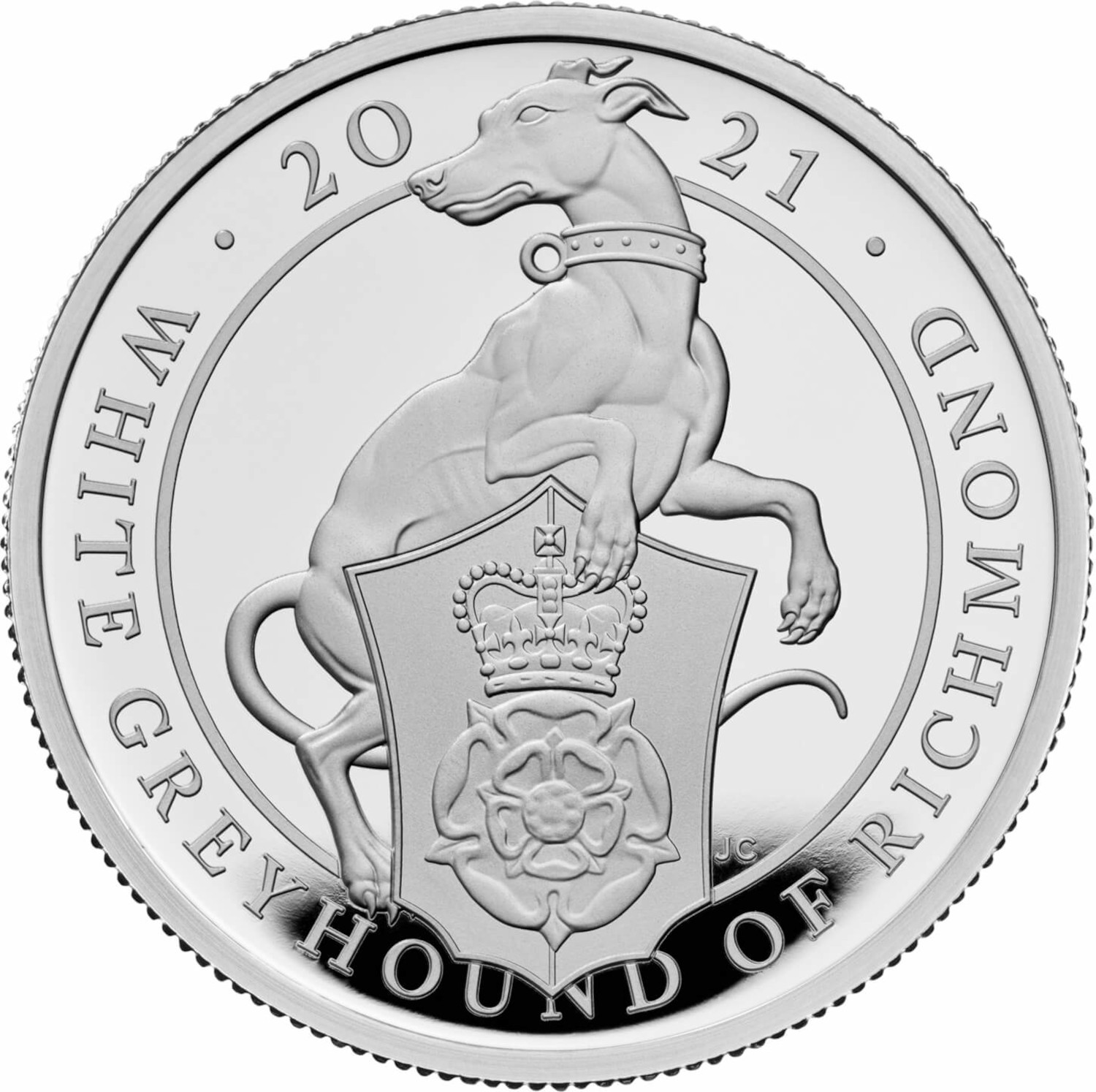 5 Pounds - Elizabeth II White Greyhound of Richmond; Silver Proof reverse