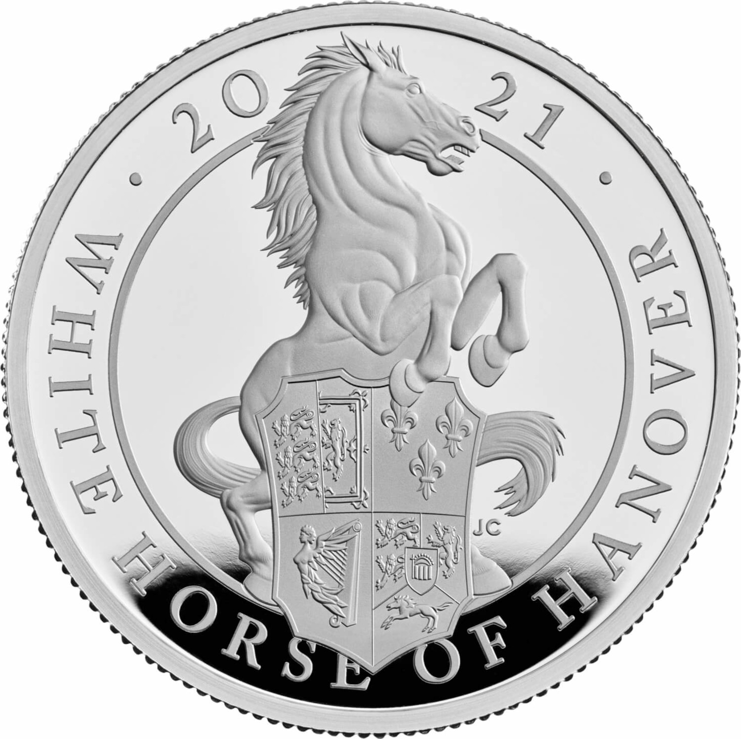 5 Pounds - Elizabeth II White Horse of Hanover; Silver Proof reverse