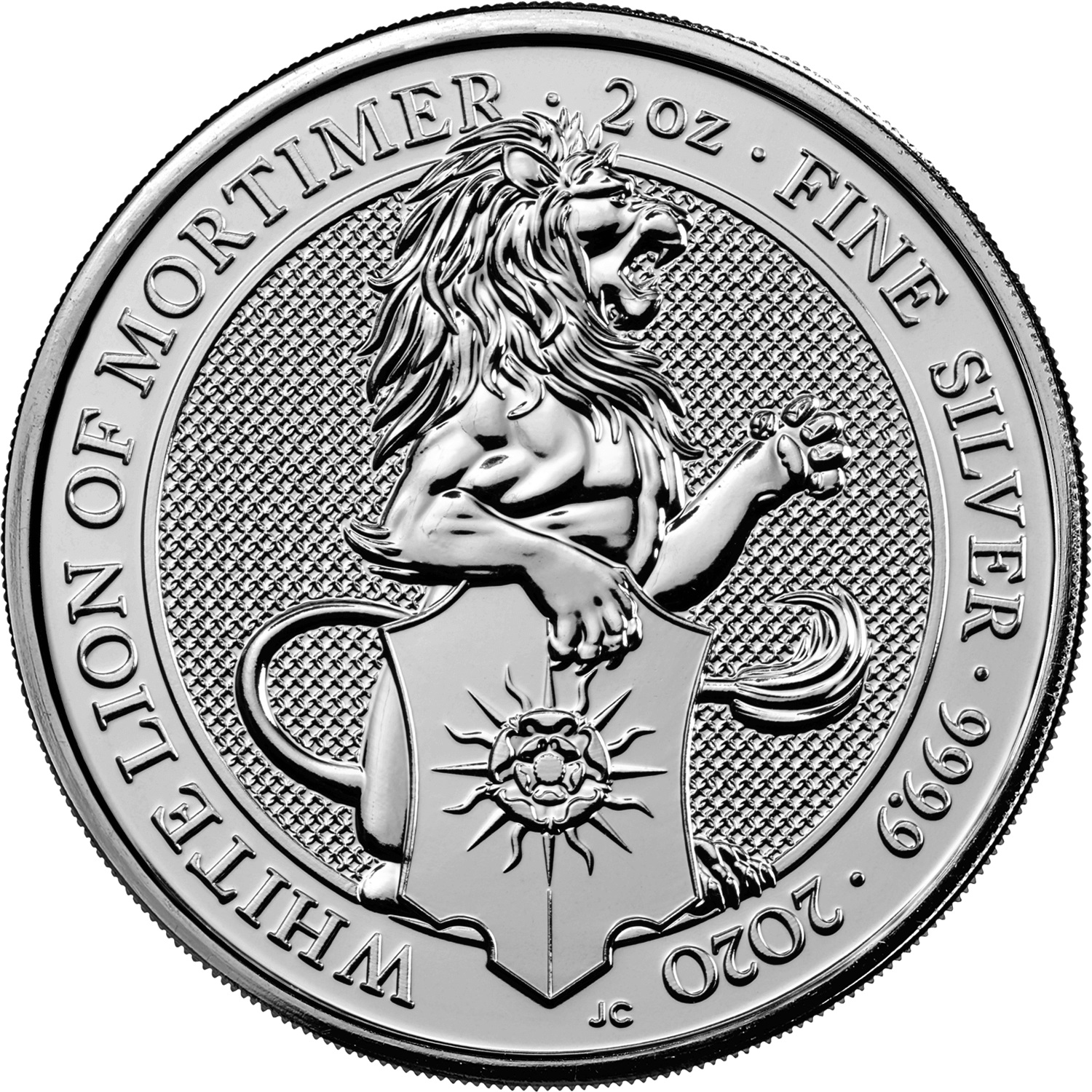 5 Pounds - Elizabeth II White Lion of Mortimer; 2 oz Fine Silver reverse