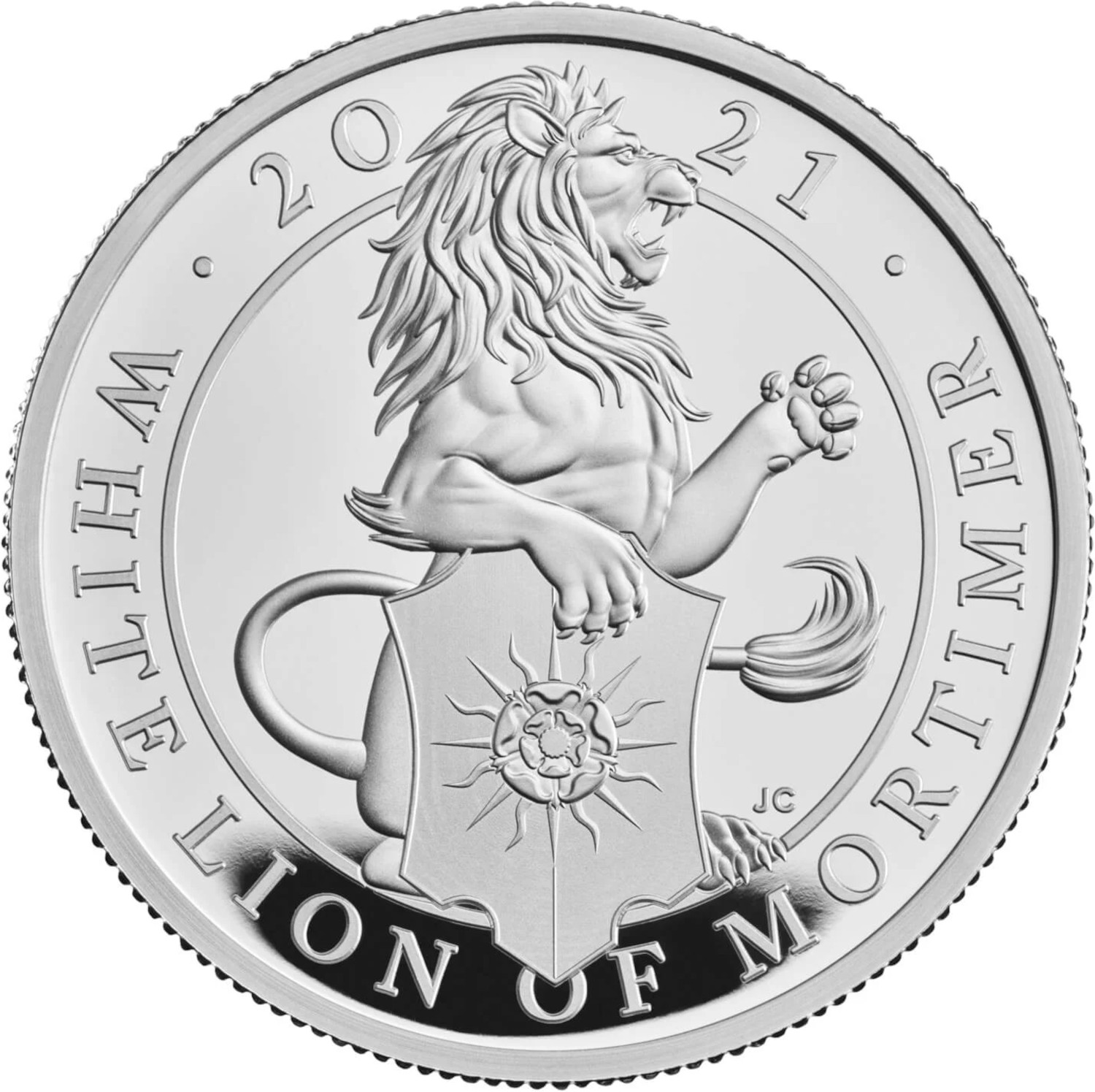 5 Pounds - Elizabeth II White Lion of Mortimer; Silver Proof reverse