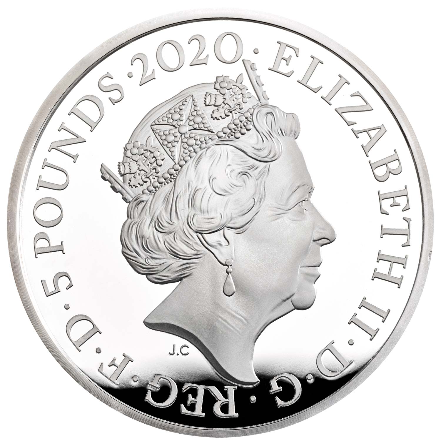 5 Pounds - Elizabeth II William Wordsworth; Silver Proof obverse