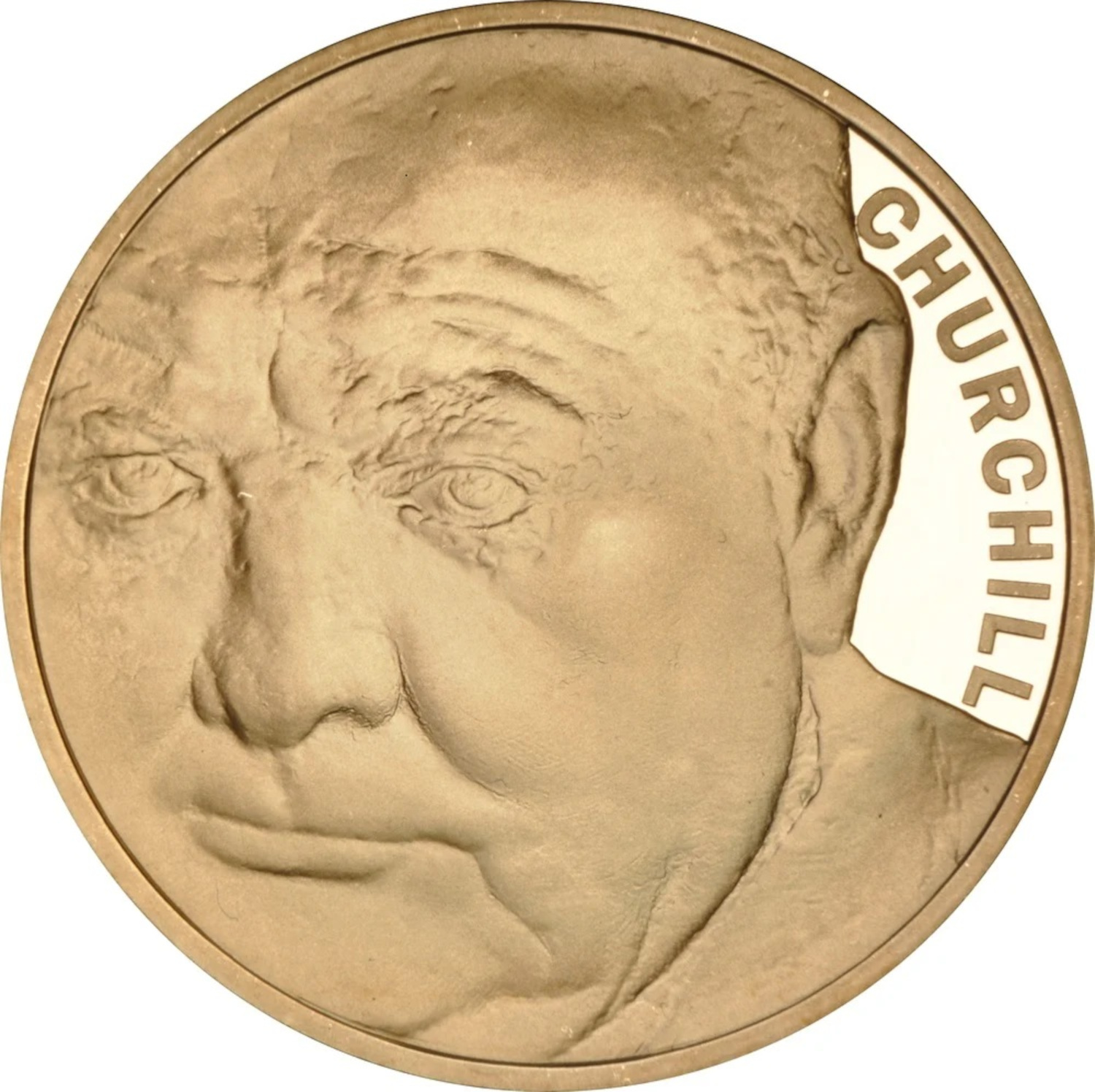 5 Pounds - Elizabeth II Winston Churchill; Gold Proof reverse
