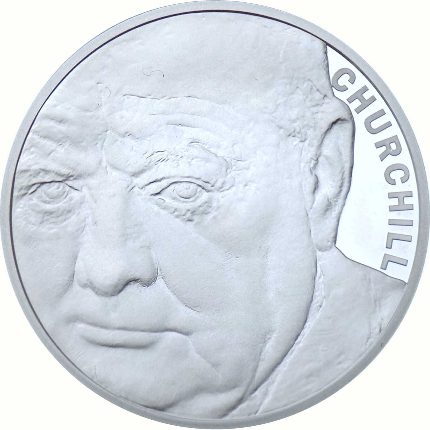 5 Pounds - Elizabeth II Winston Churchill; Platinum Piedfort reverse