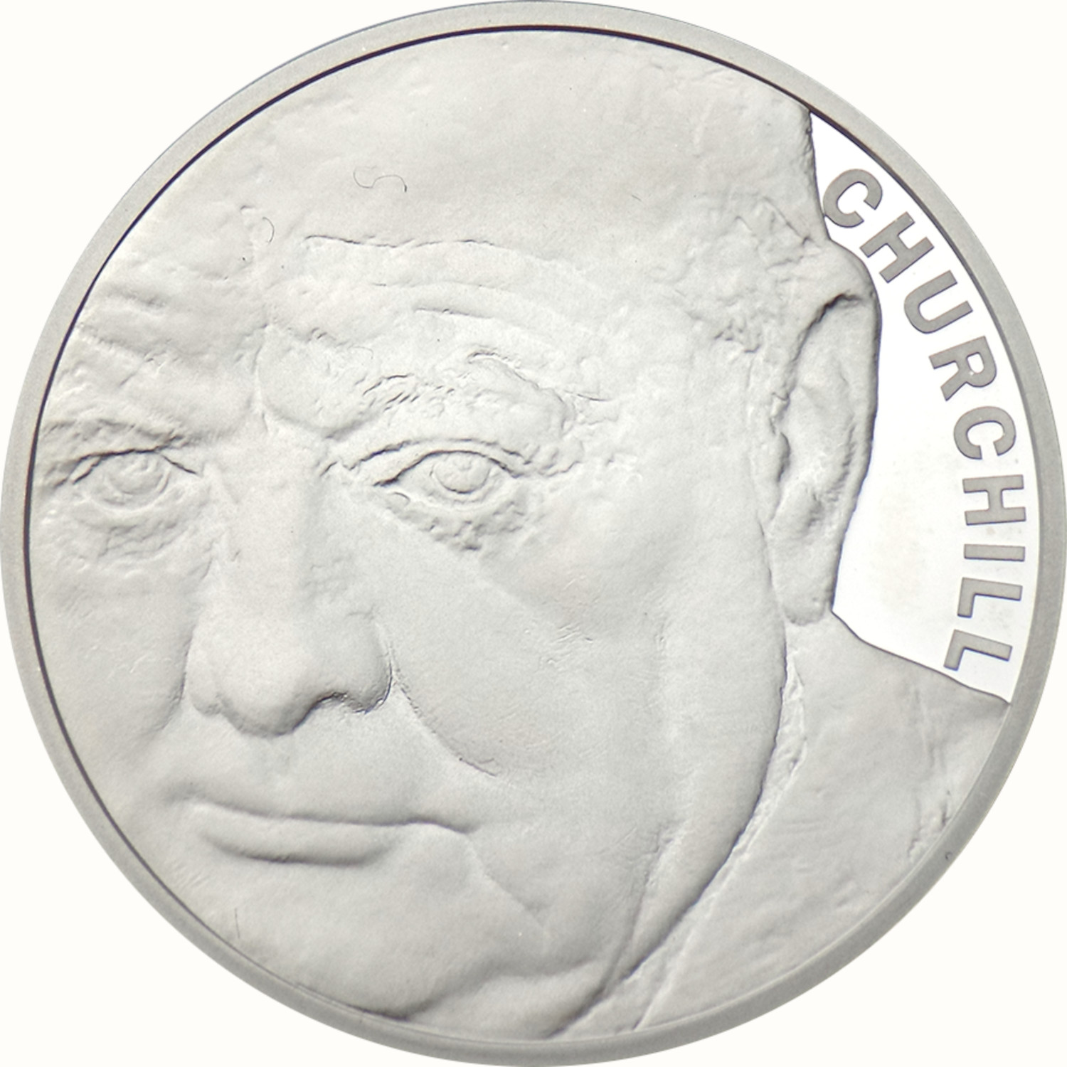 5 Pounds - Elizabeth II Winston Churchill; Silver Piedfort reverse