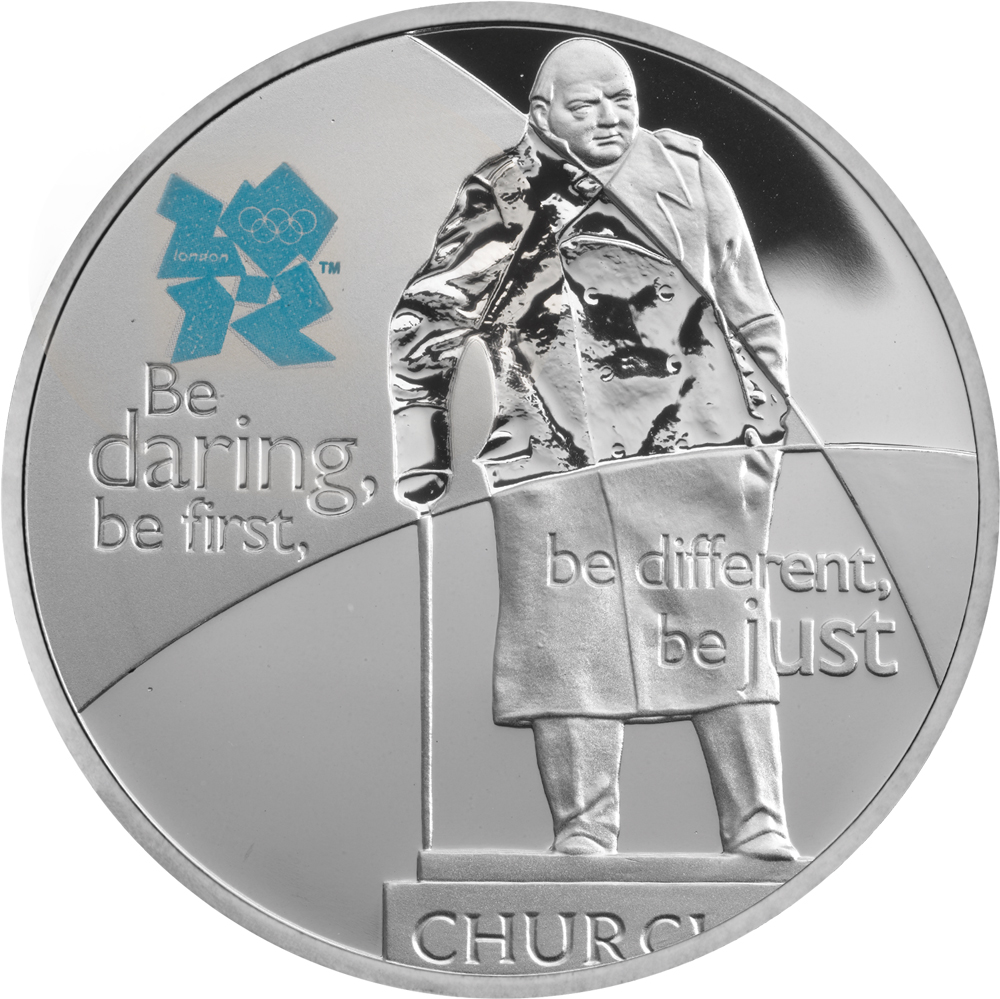 5 Pounds - Elizabeth II Winston Churchill; Silver Proof reverse