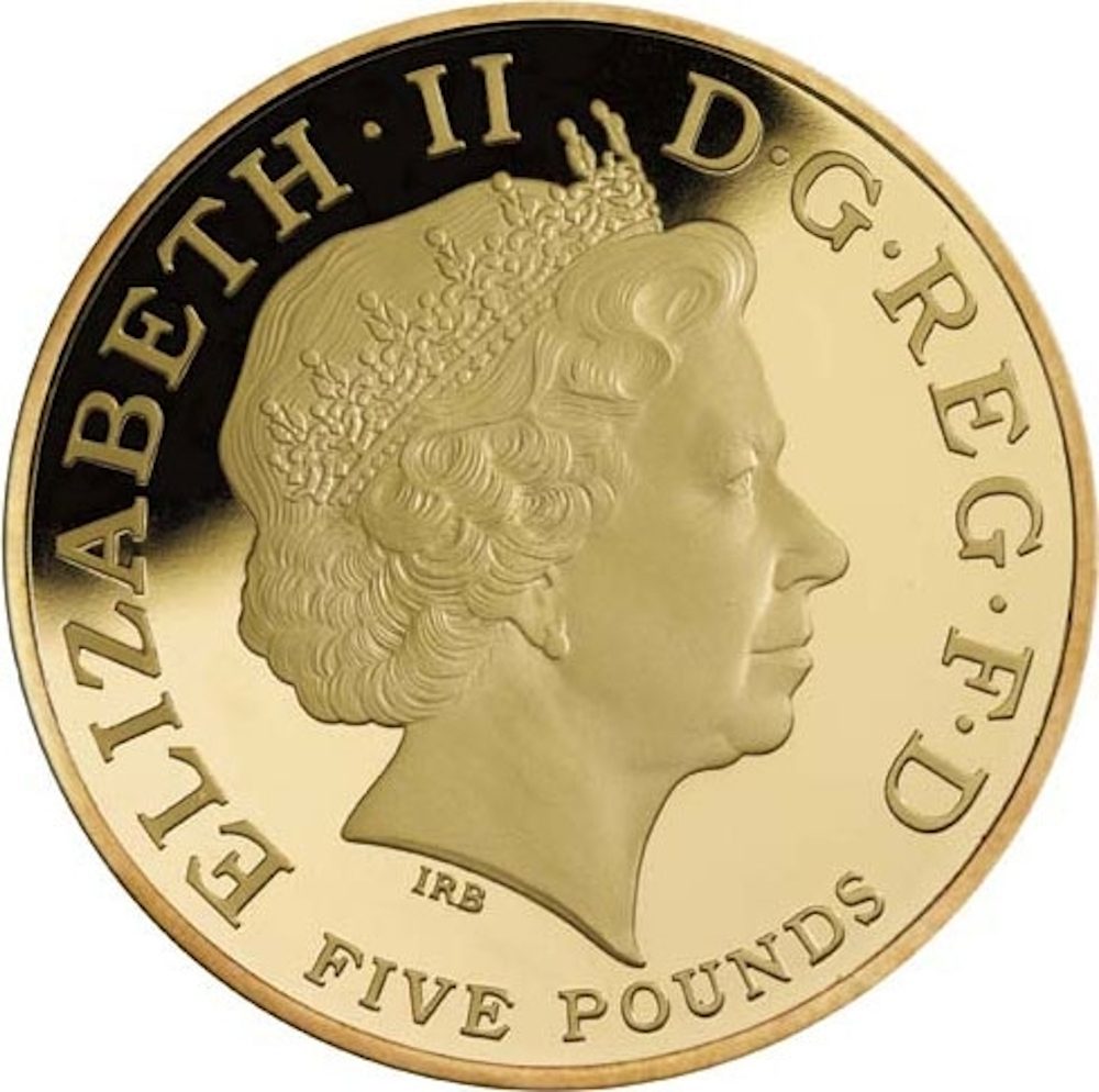 5 Pounds - Elizabeth II XXX Olympiad, Countdown 0; Gold Proof obverse