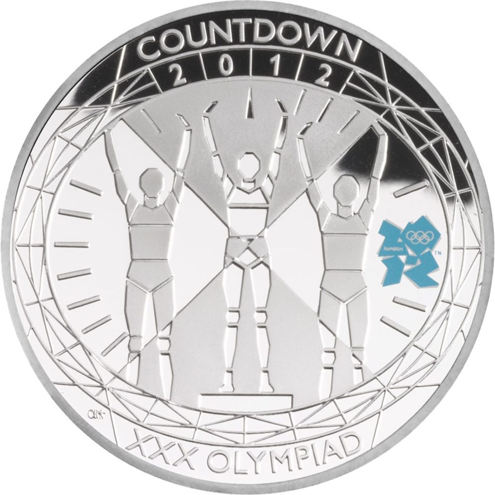 5 Pounds - Elizabeth II XXX Olympiad, Countdown 0; Silver Piedfort reverse