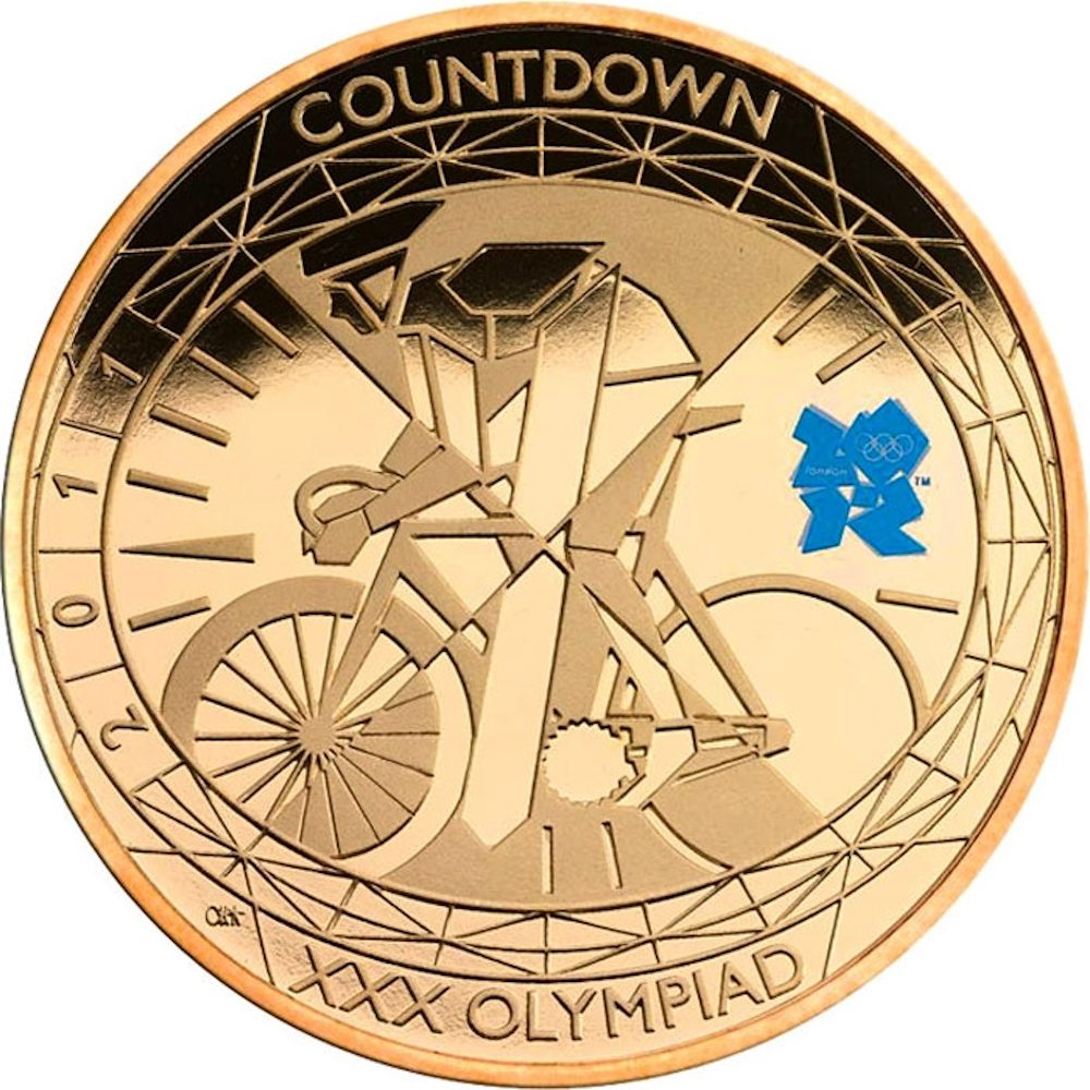 5 Pounds - Elizabeth II XXX Olympiad, Countdown 1; Gold Proof reverse