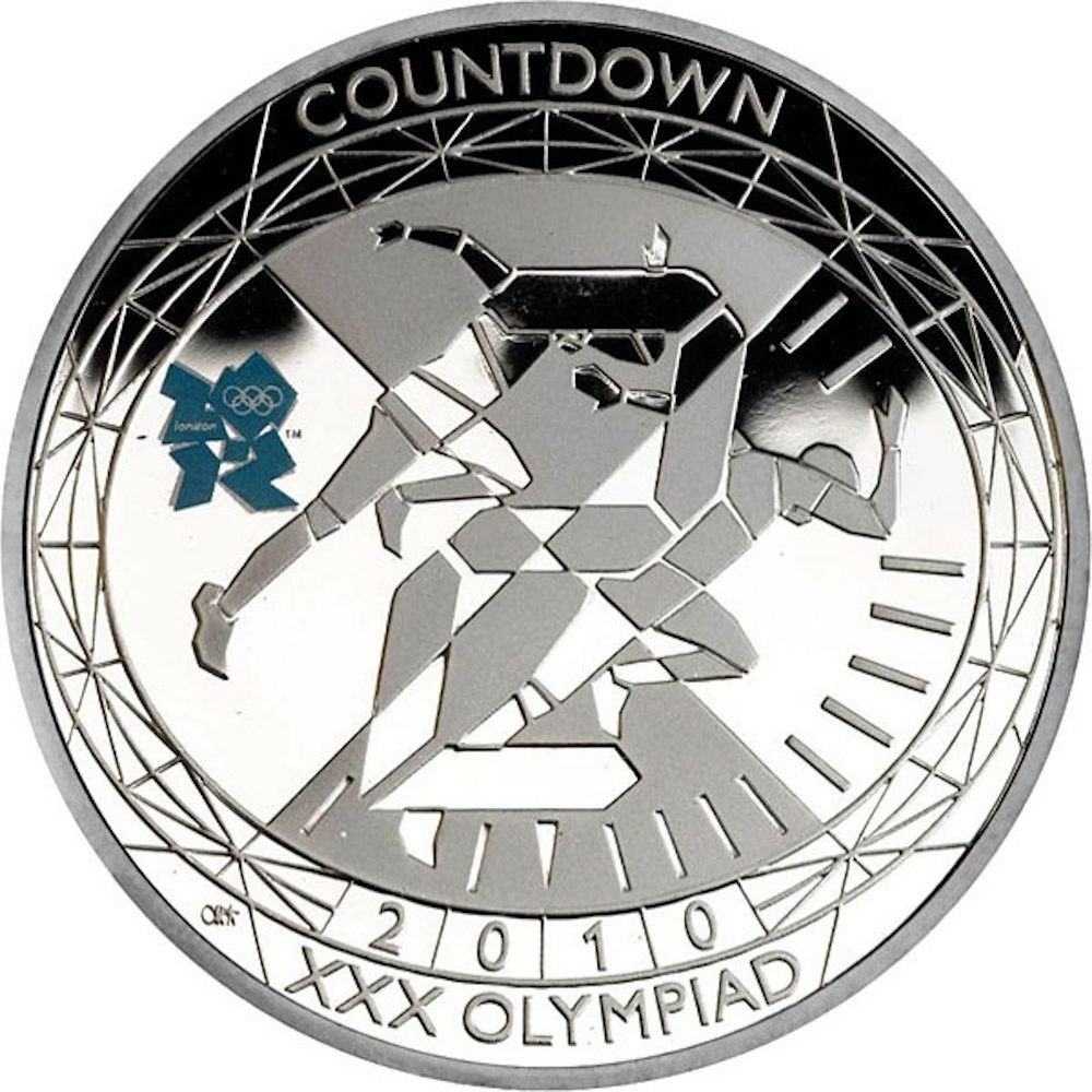 5 Pounds - Elizabeth II XXX Olympiad, Countdown 2; Silver Piedfort reverse