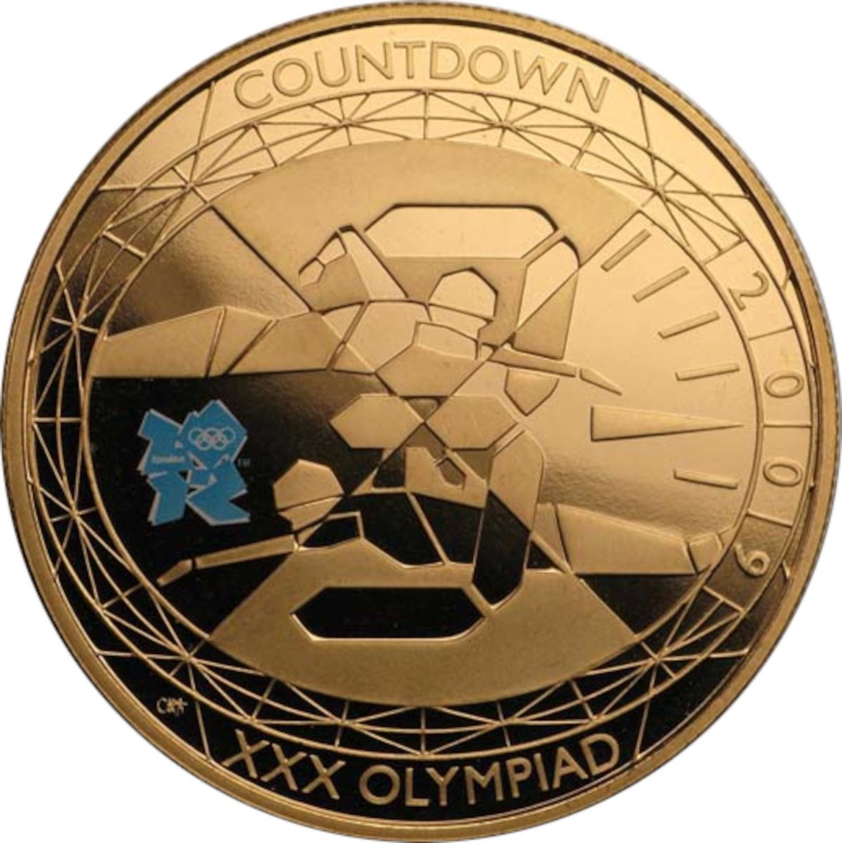 5 Pounds - Elizabeth II XXX Olympiad, Countdown 3; Gold Proof reverse