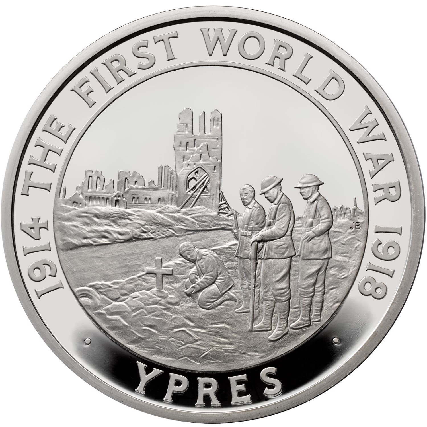 5 Pounds - Elizabeth II Ypres; Silver Proof reverse