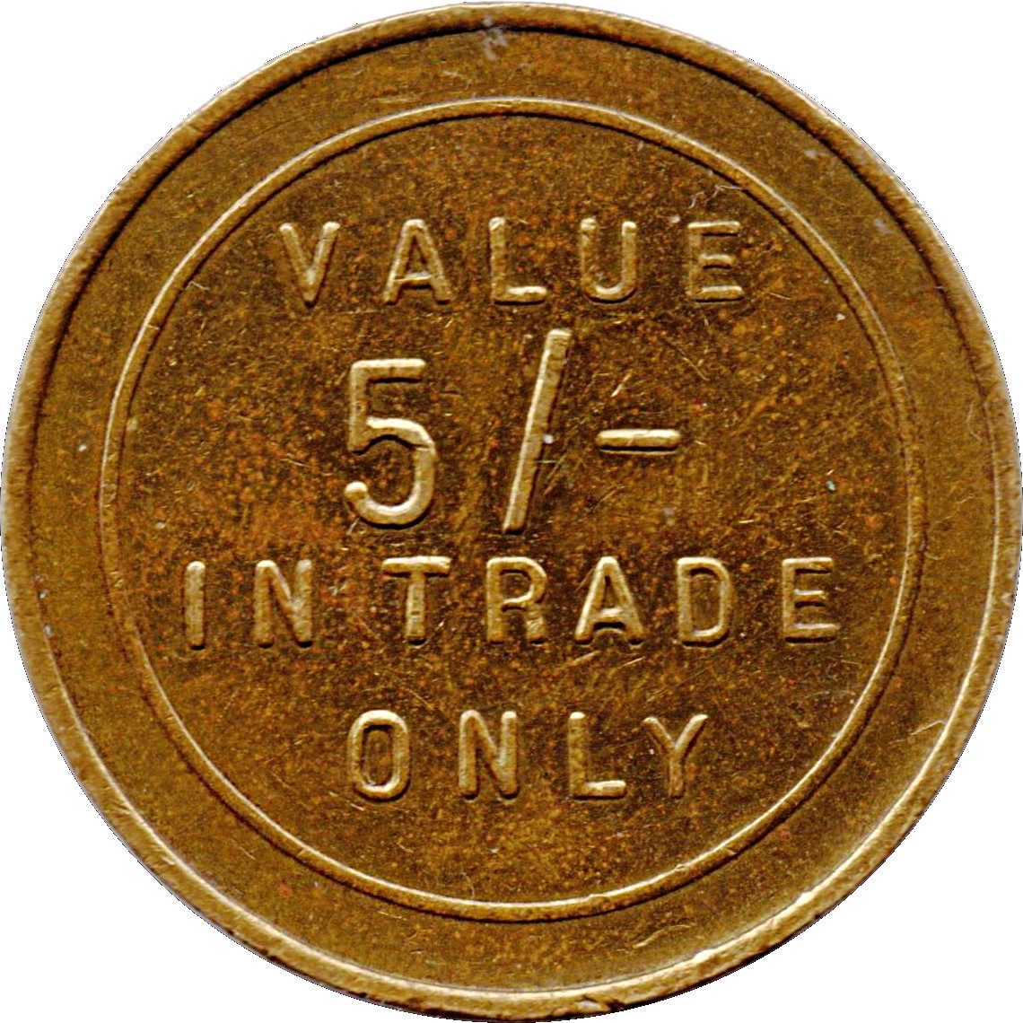 5 Shilling Trade Token Cromptons reverse