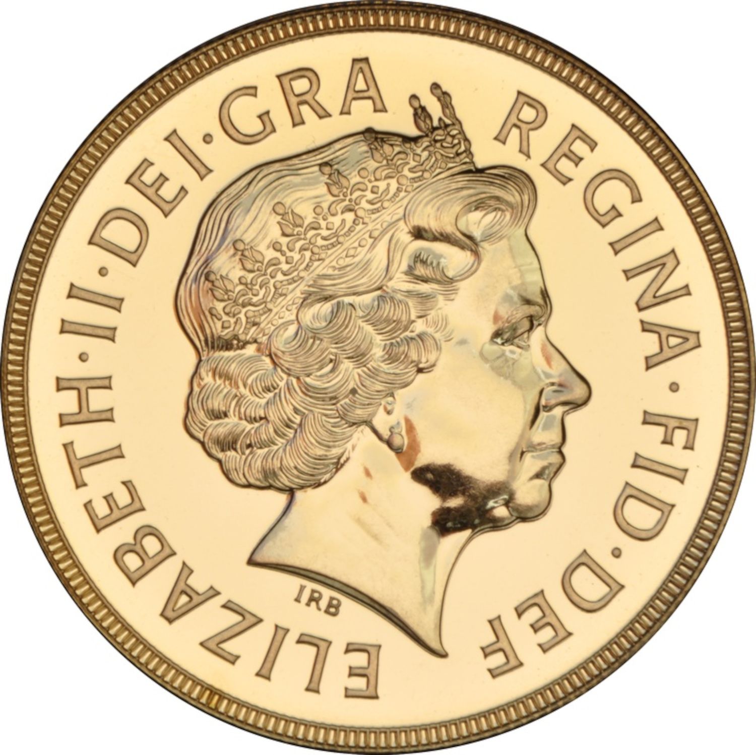 5 Sovereigns - Elizabeth II 4th portrait; Brilliant Uncirculated obverse