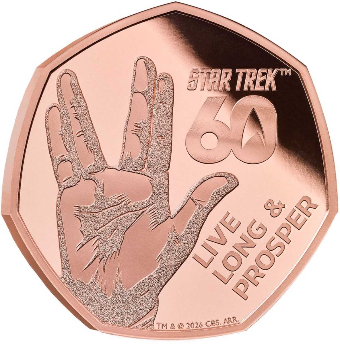 50 Pence - Charles III 60 Years of Star Trek; Gold Proof reverse