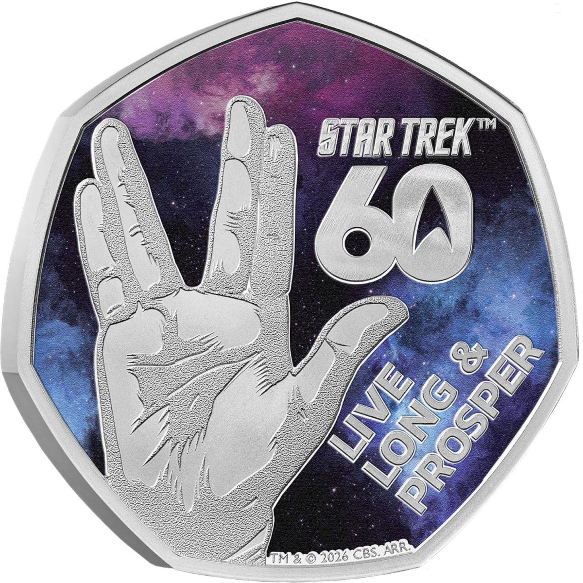 50 Pence - Charles III 60 Years of Star Trek; Silver Proof reverse