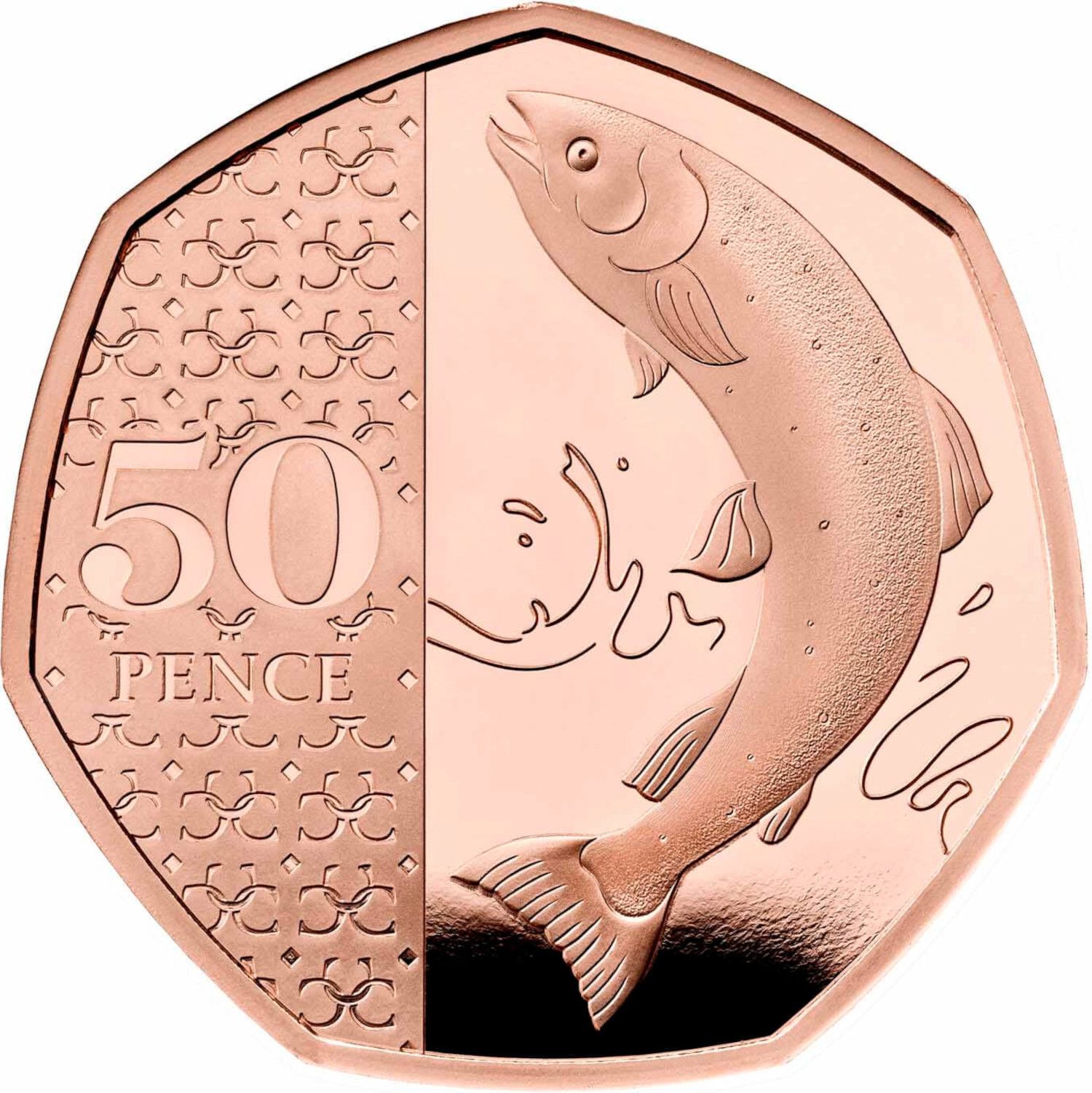 50 Pence - Charles III Atlantic Salmon; Gold Proof reverse