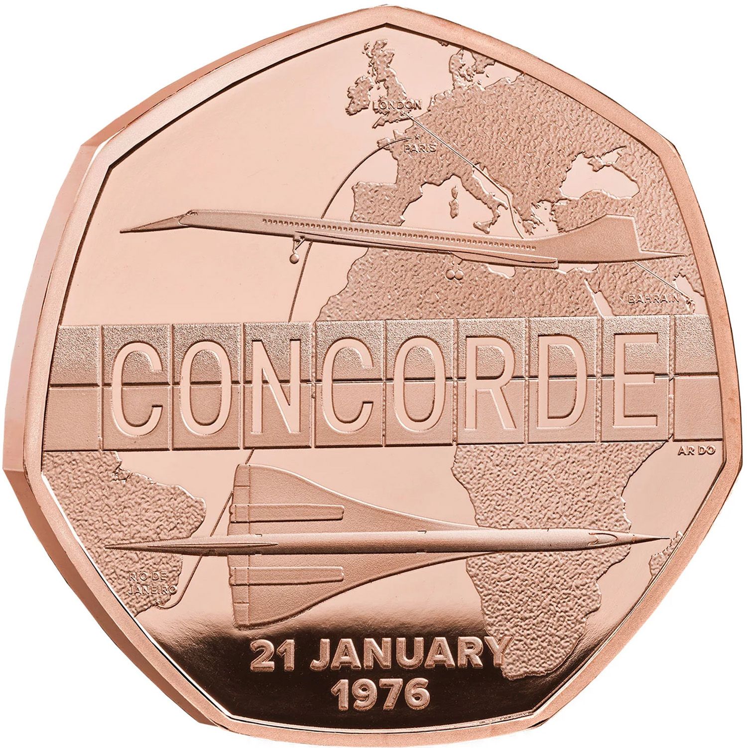 50 Pence - Charles III Concorde; Gold Proof reverse