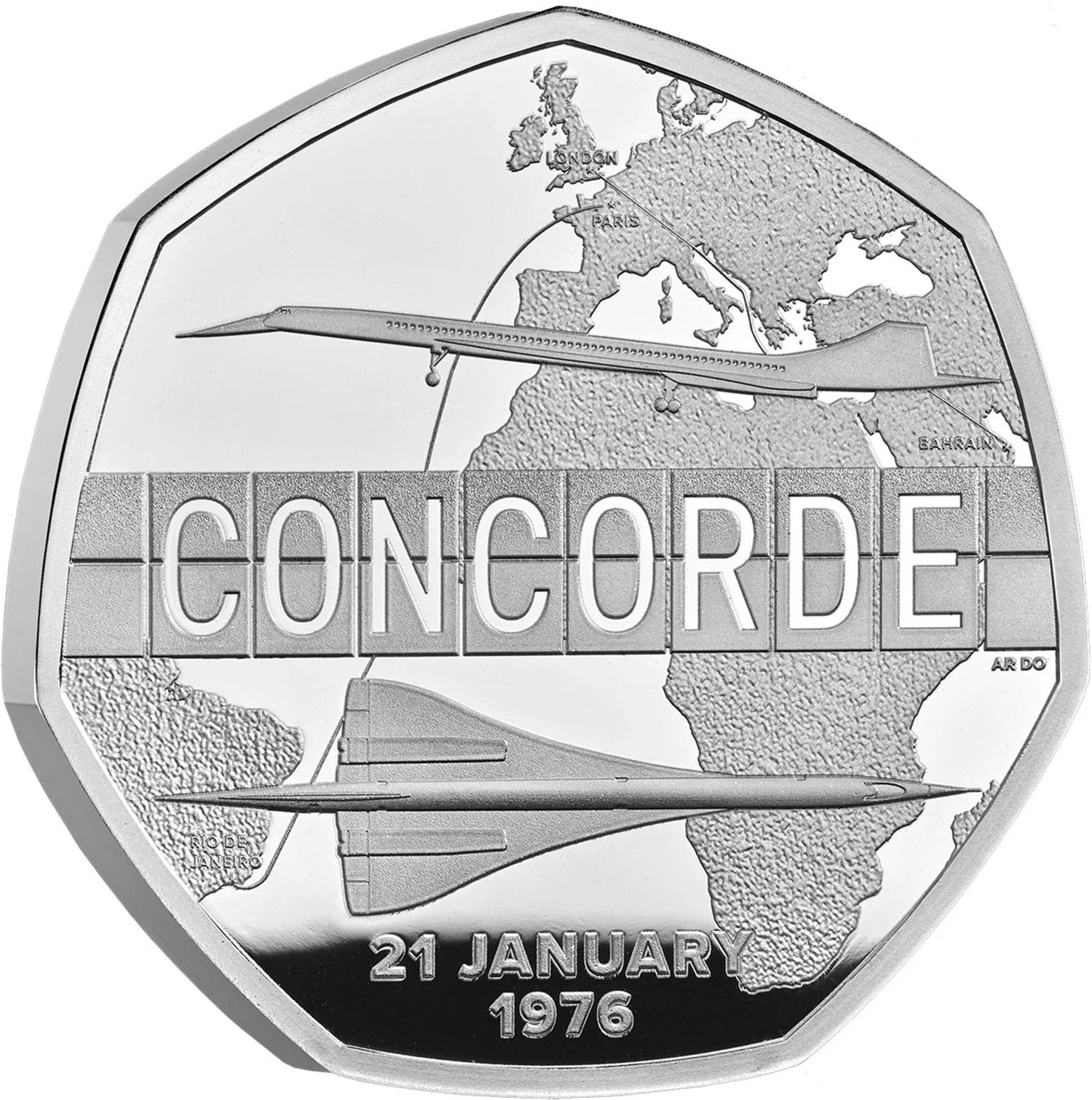 50 Pence - Charles III Concorde; Silver Proof reverse