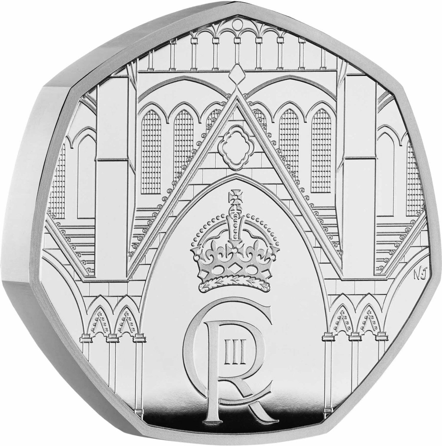 50 Pence - Charles III Coronation; Silver Piedfort reverse