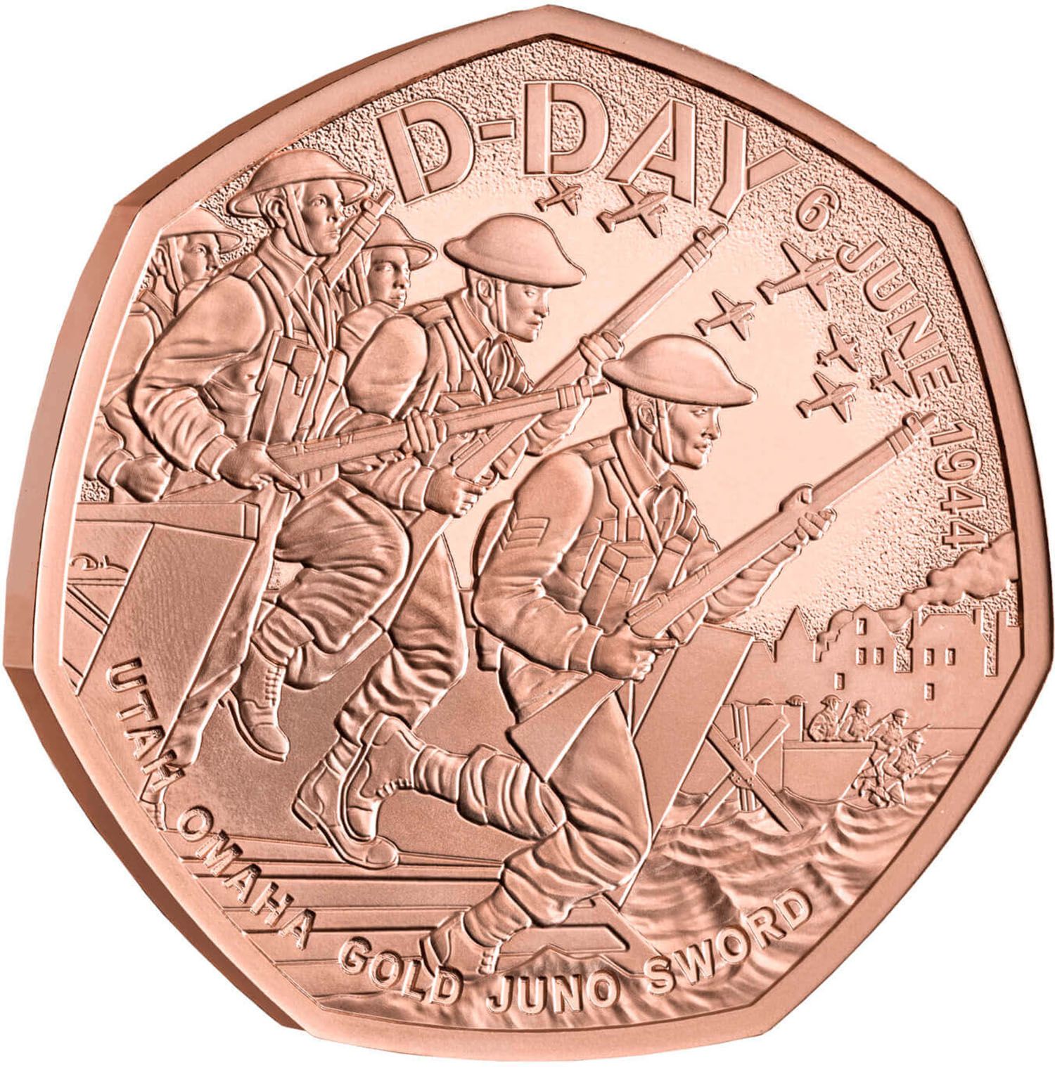 50 Pence - Charles III D-Day Anniversary; Gold Proof reverse