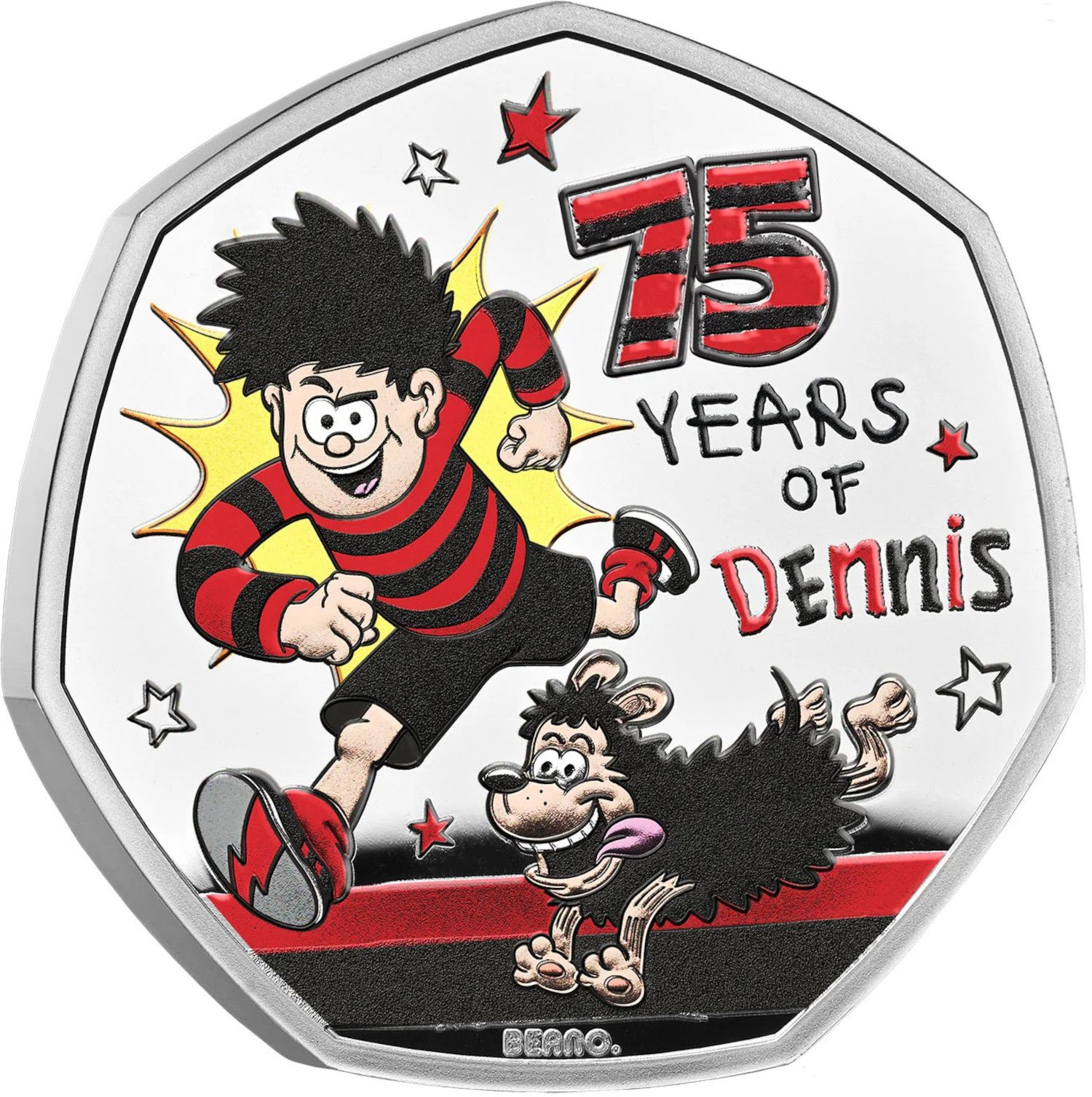 50 Pence - Charles III Dennis the Menace; Silver Proof reverse