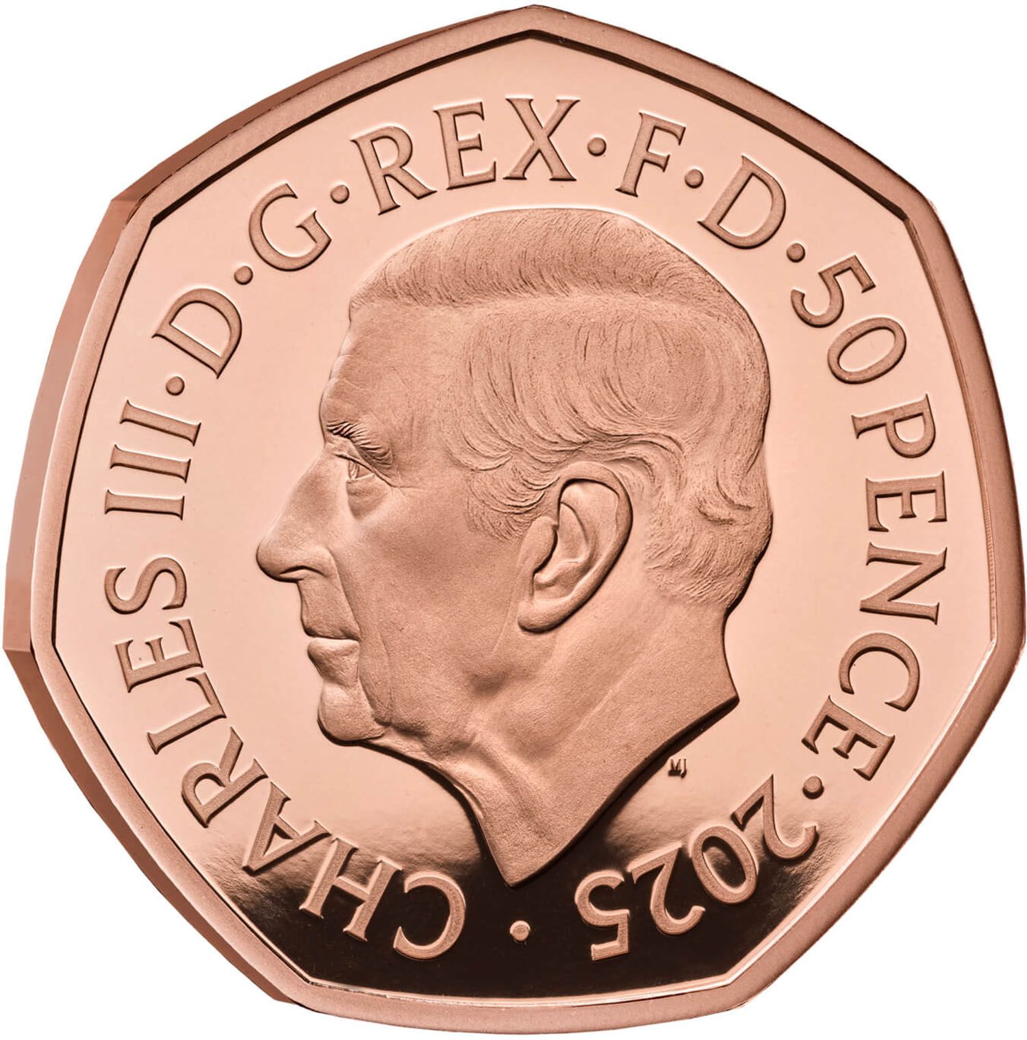 50 Pence - Charles III End of World War II; Gold Proof obverse