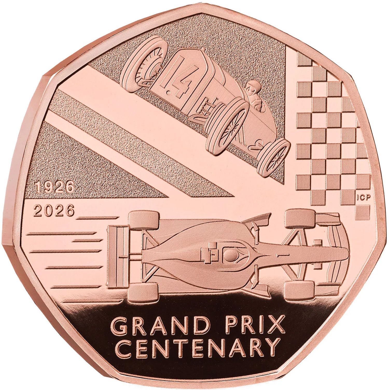 50 Pence - Charles III Grand Prix Centenary; Gold Proof reverse