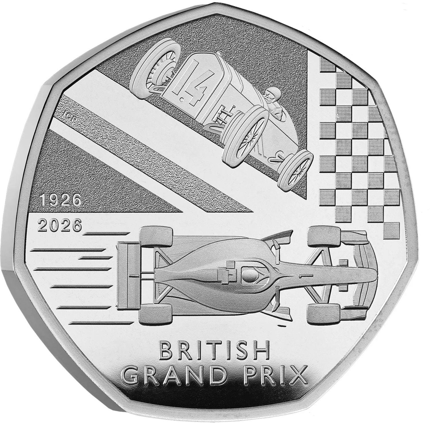 50 Pence - Charles III Grand Prix Centenary; Silver Proof reverse
