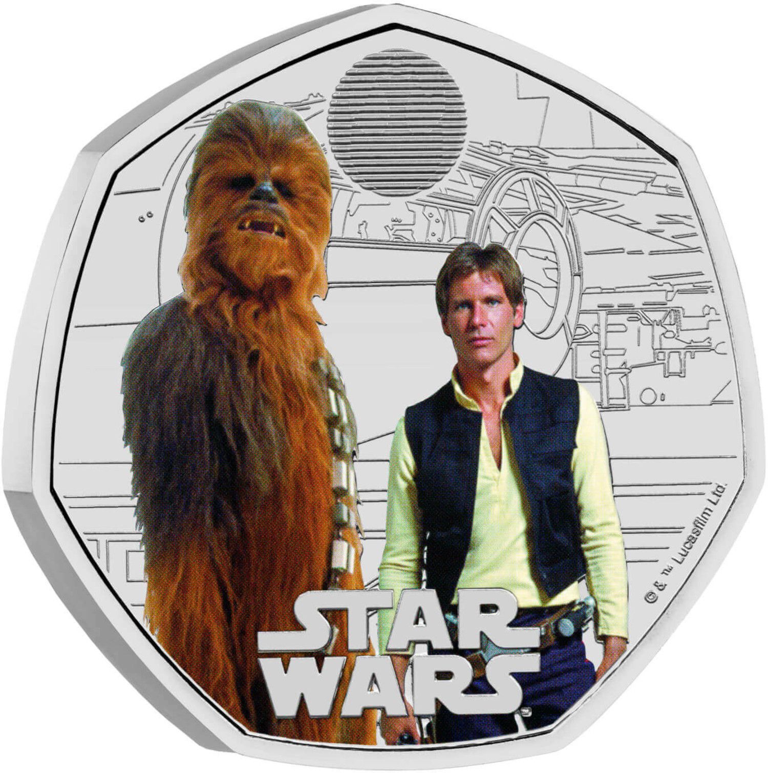 50 Pence - Charles III Han Solo and Chewbacca Colour reverse
