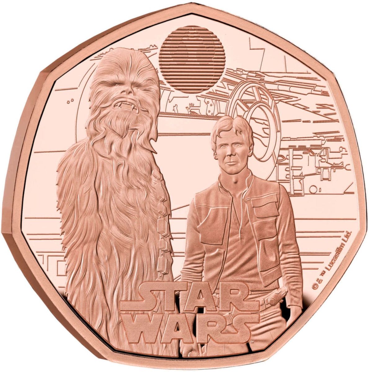 50 Pence - Charles III Han Solo and Chewbacca; Gold Proof reverse