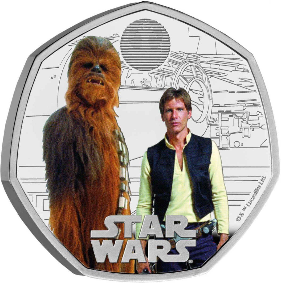 50 Pence - Charles III Han Solo and Chewbacca; Silver Proof Colour reverse