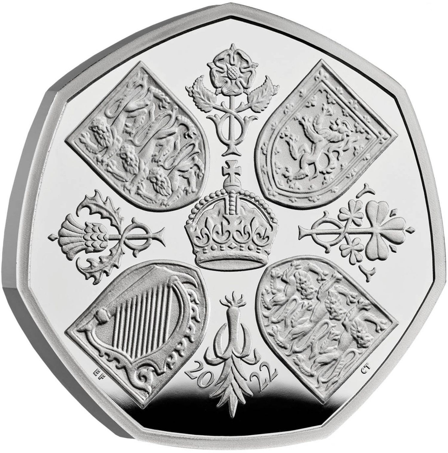 50 Pence - Charles III Life and legacy of the Queen; Platinum Proof reverse