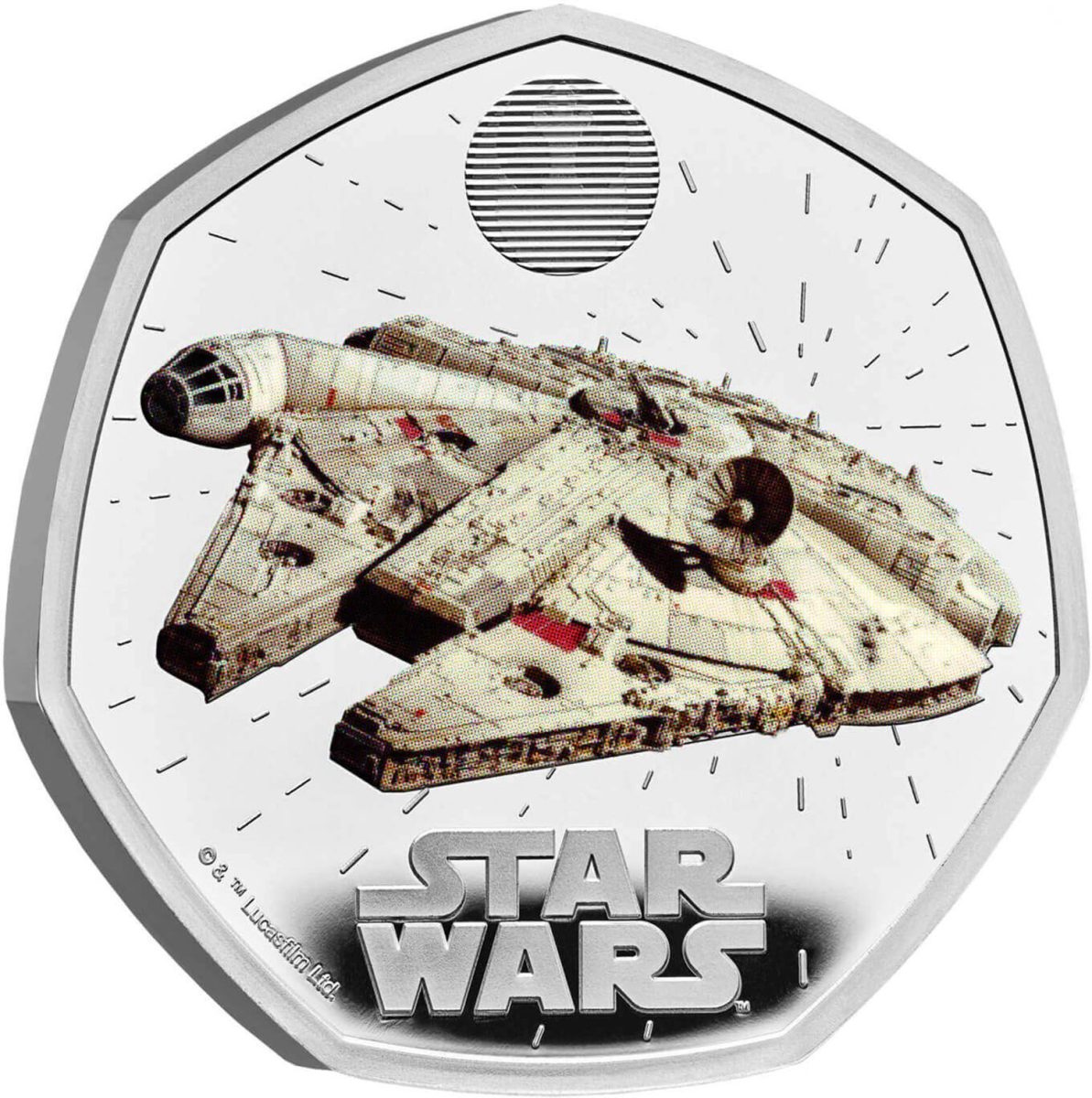 50 Pence - Charles III Millennium Falcon; Silver Proof Colour reverse