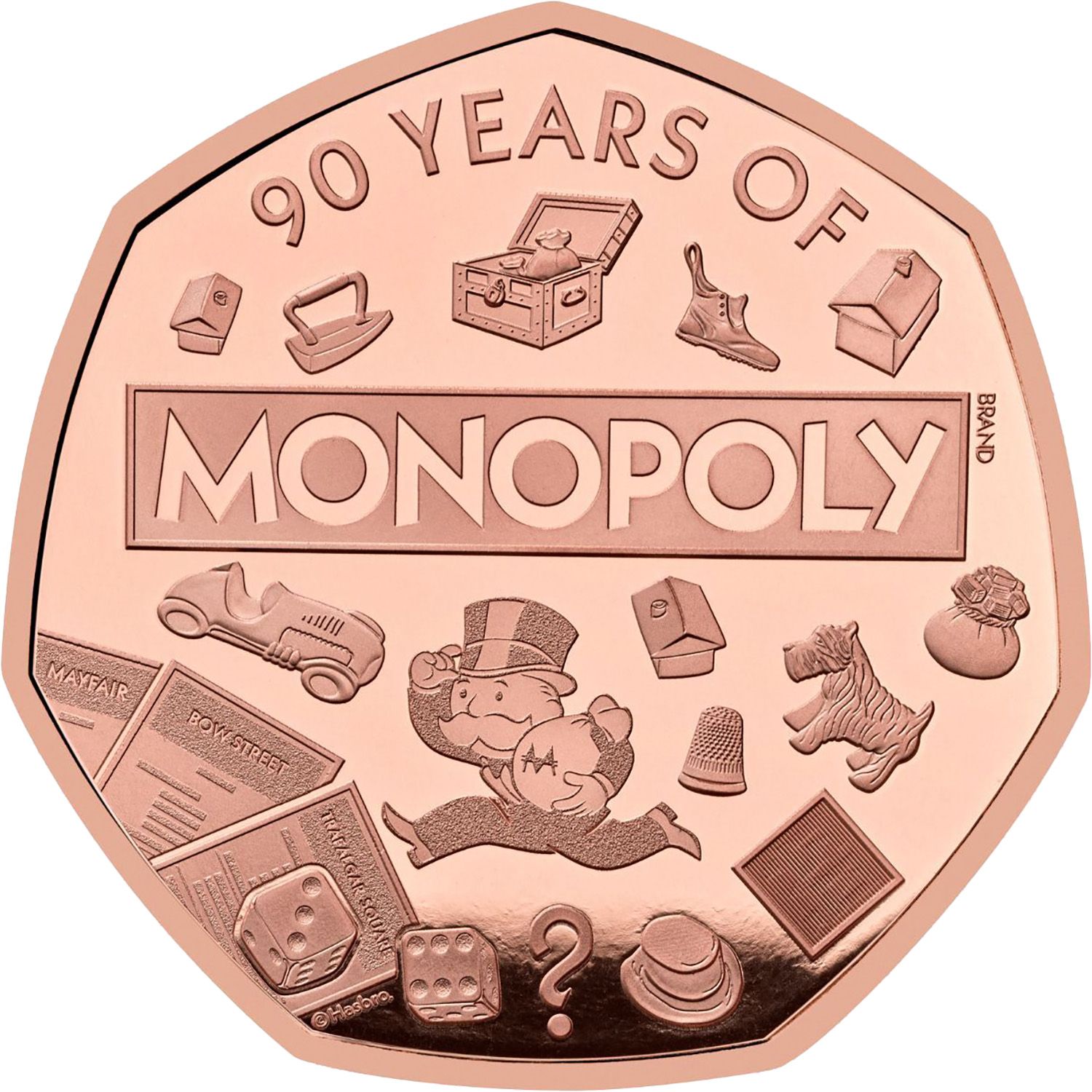 50 Pence - Charles III Monopoly; Gold Proof reverse