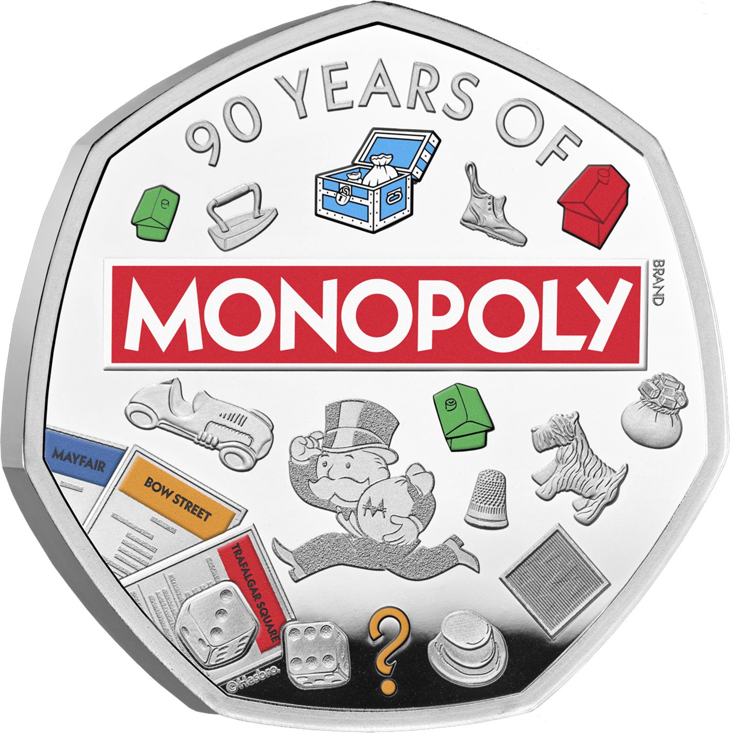 50 Pence - Charles III Monopoly; Silver Proof reverse