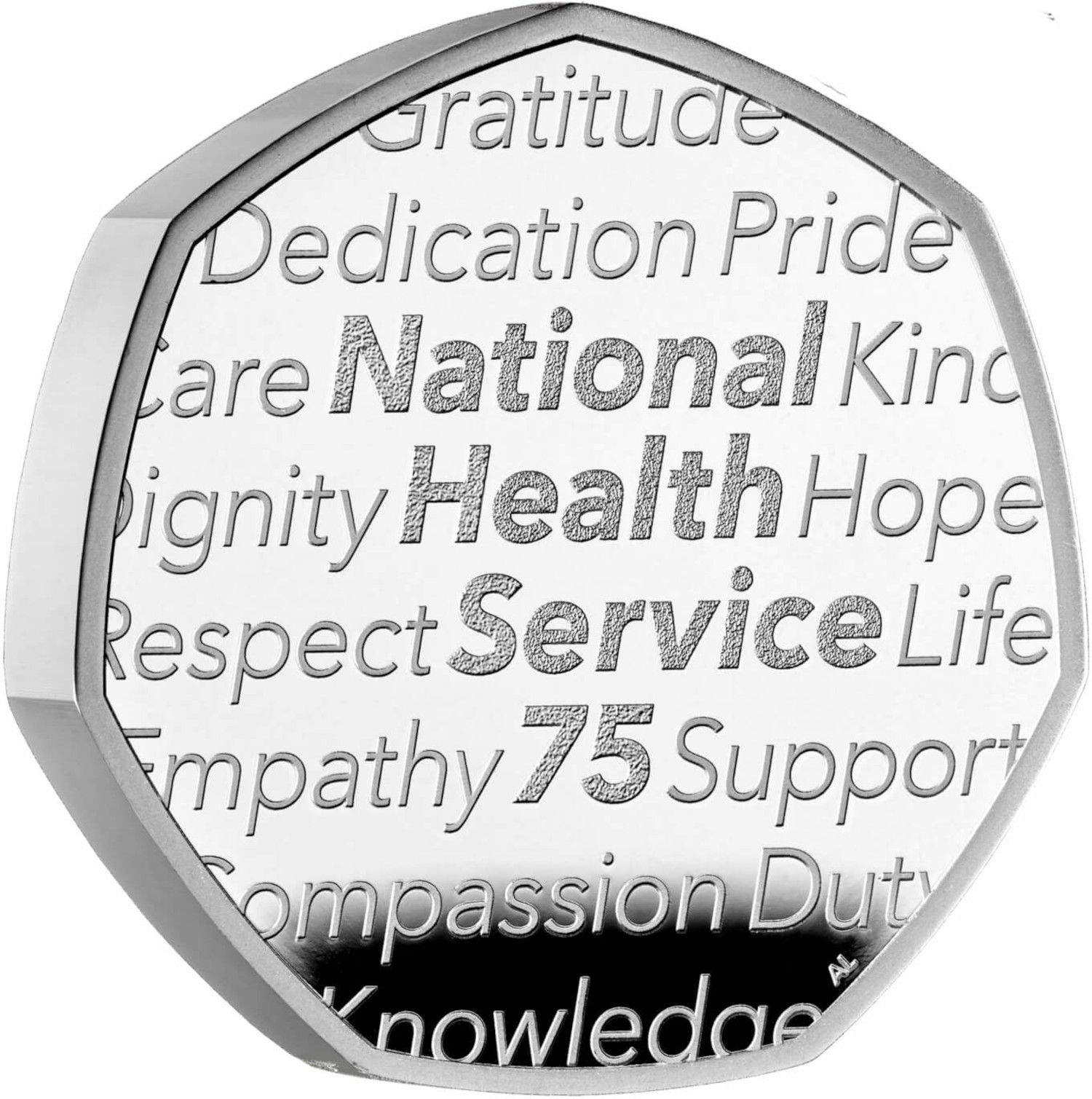 50 Pence - Charles III NHS 75th Anniversary; Silver Piedfort reverse
