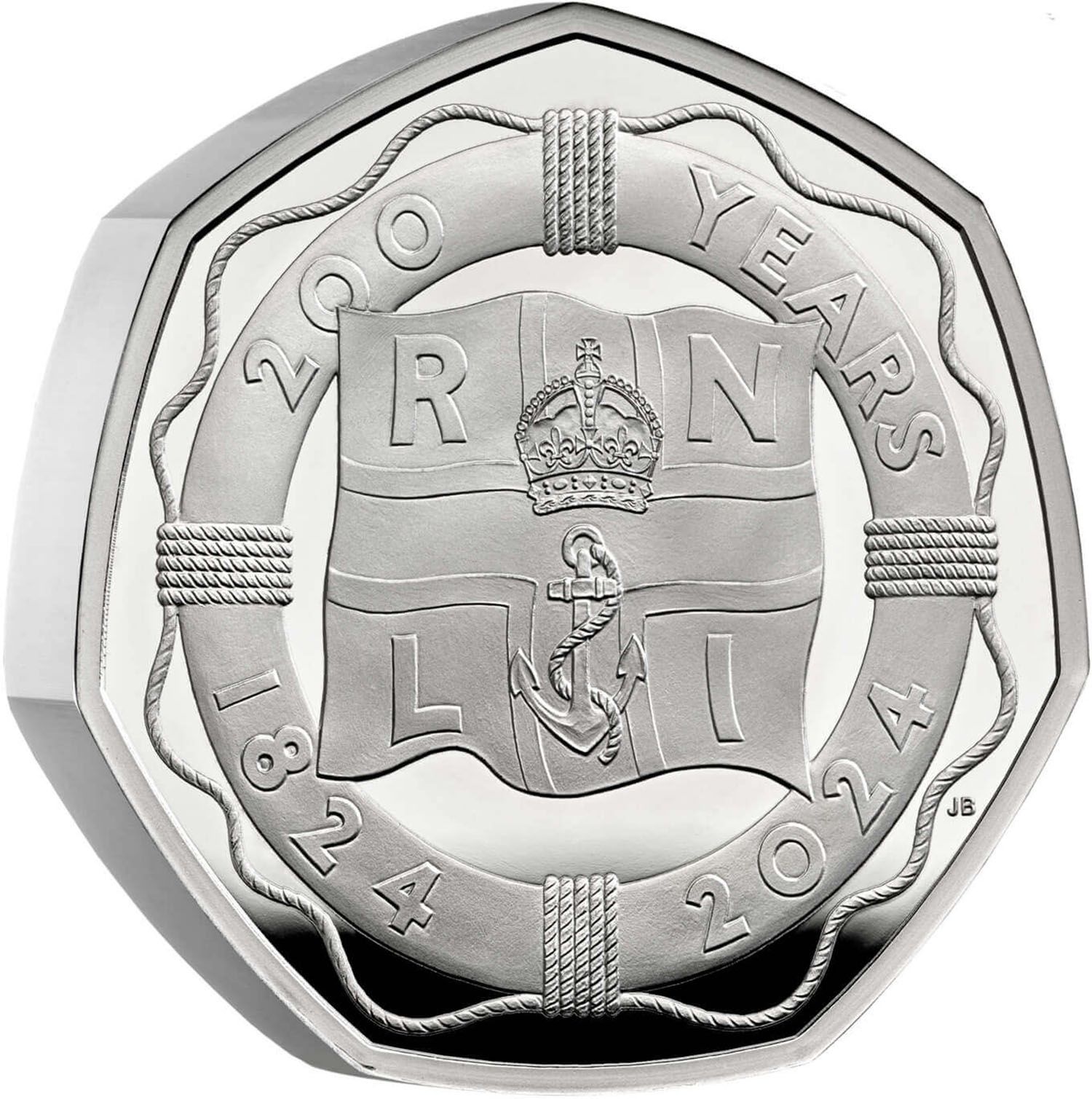 50 Pence - Charles III RNLI; Silver Piedfort reverse