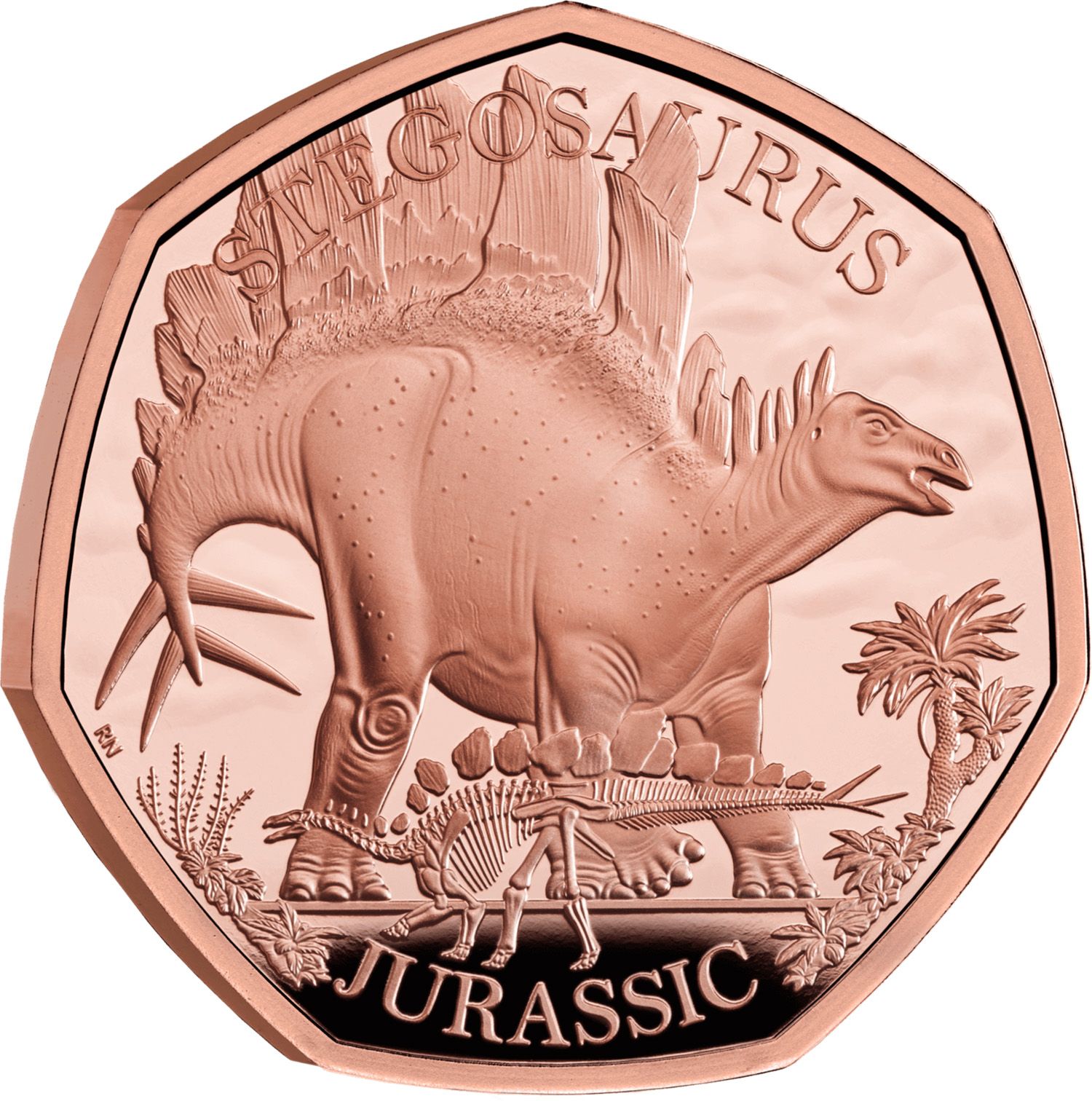 50 Pence - Charles III Stegosaurus; Gold Proof reverse