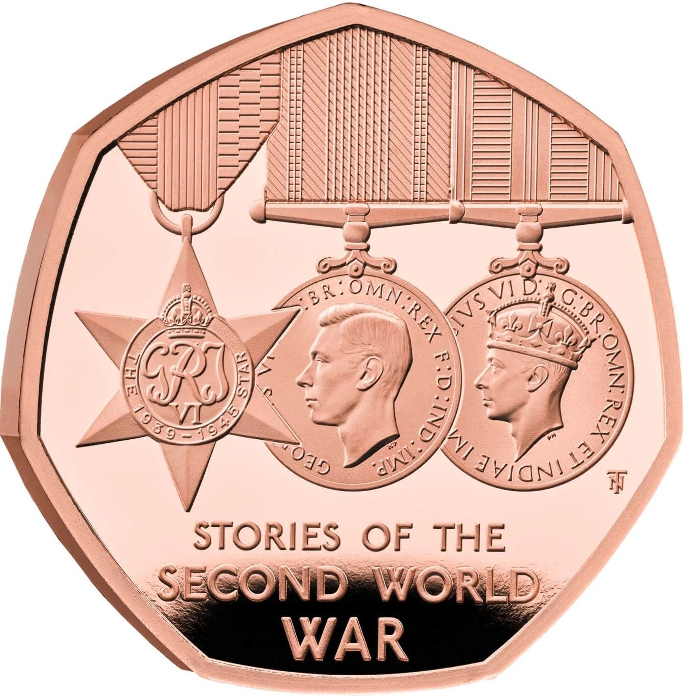 50 Pence - Charles III Stories of the Second World War; Gold Proof reverse