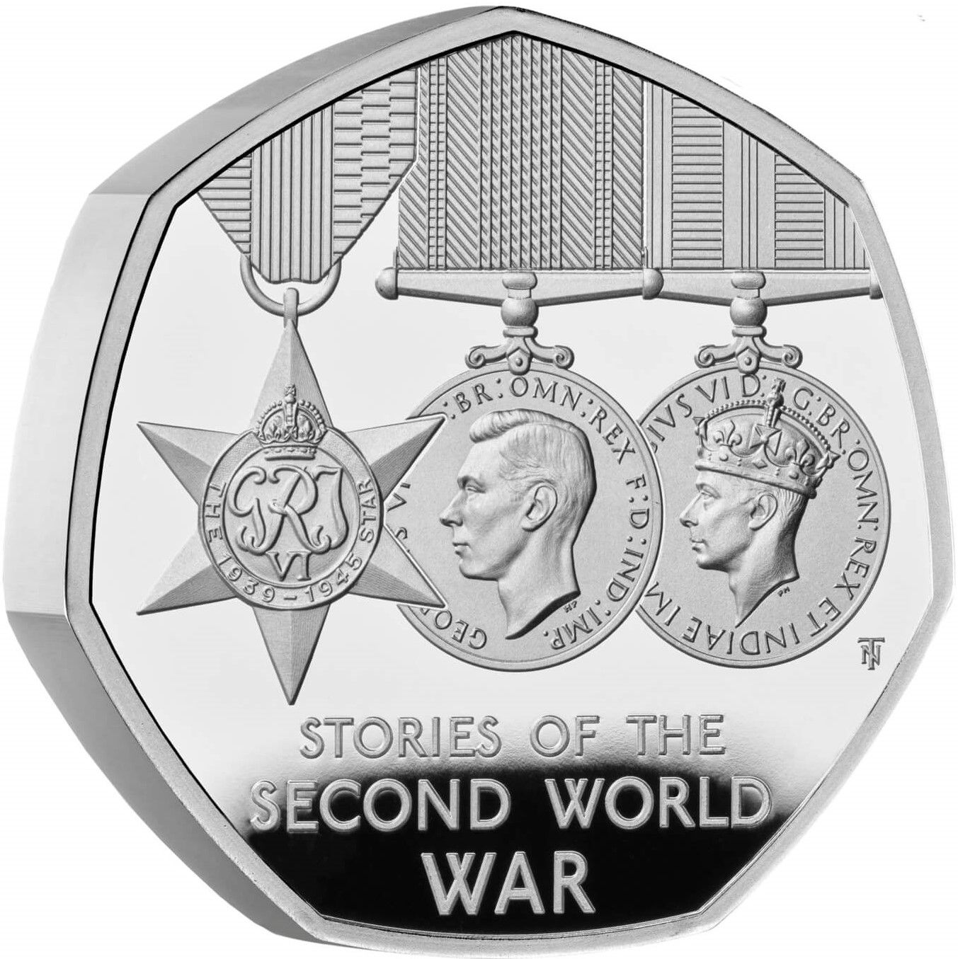 50 Pence - Charles III Stories of the Second World War; Silver Piedfort reverse