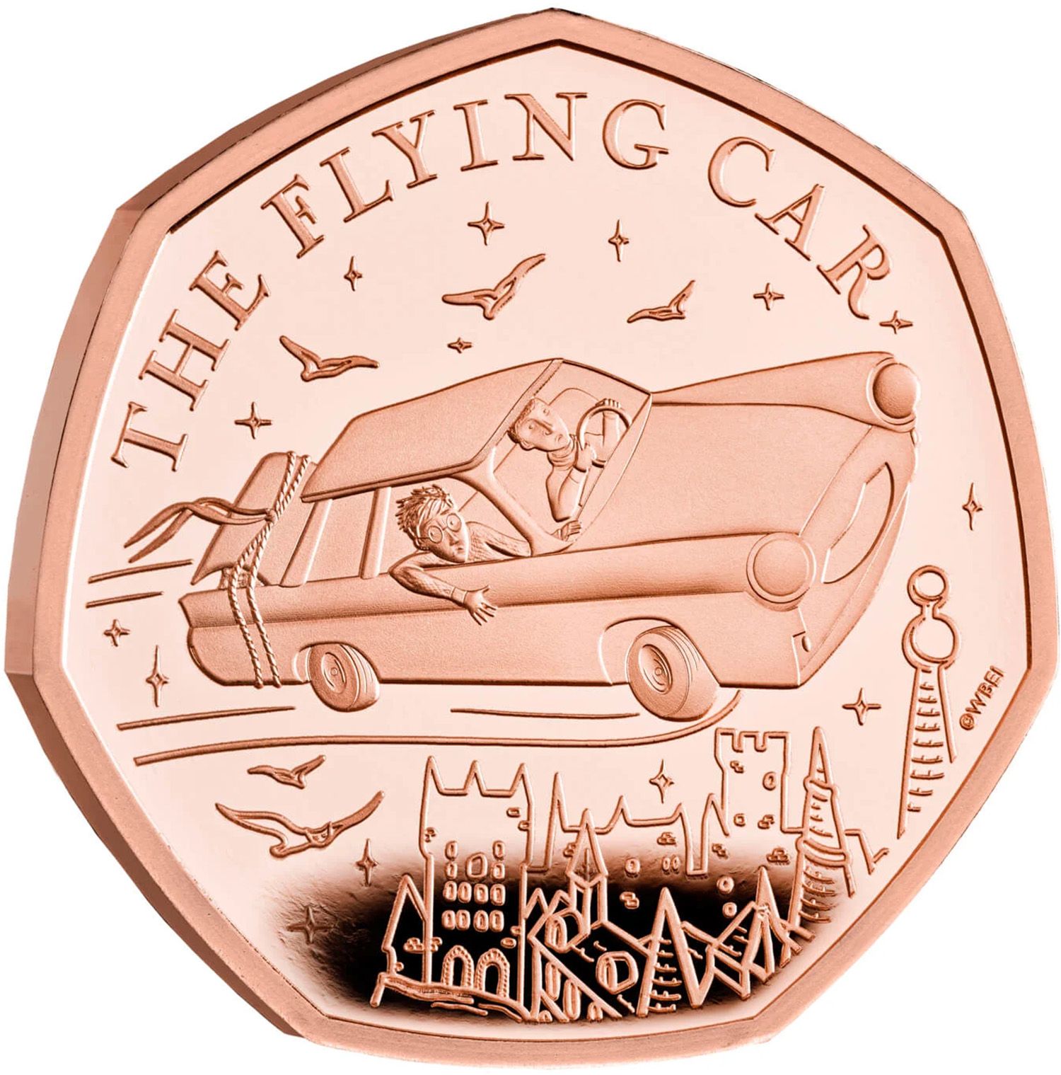 50 Pence - Charles III The flying Car; Gold Proof reverse
