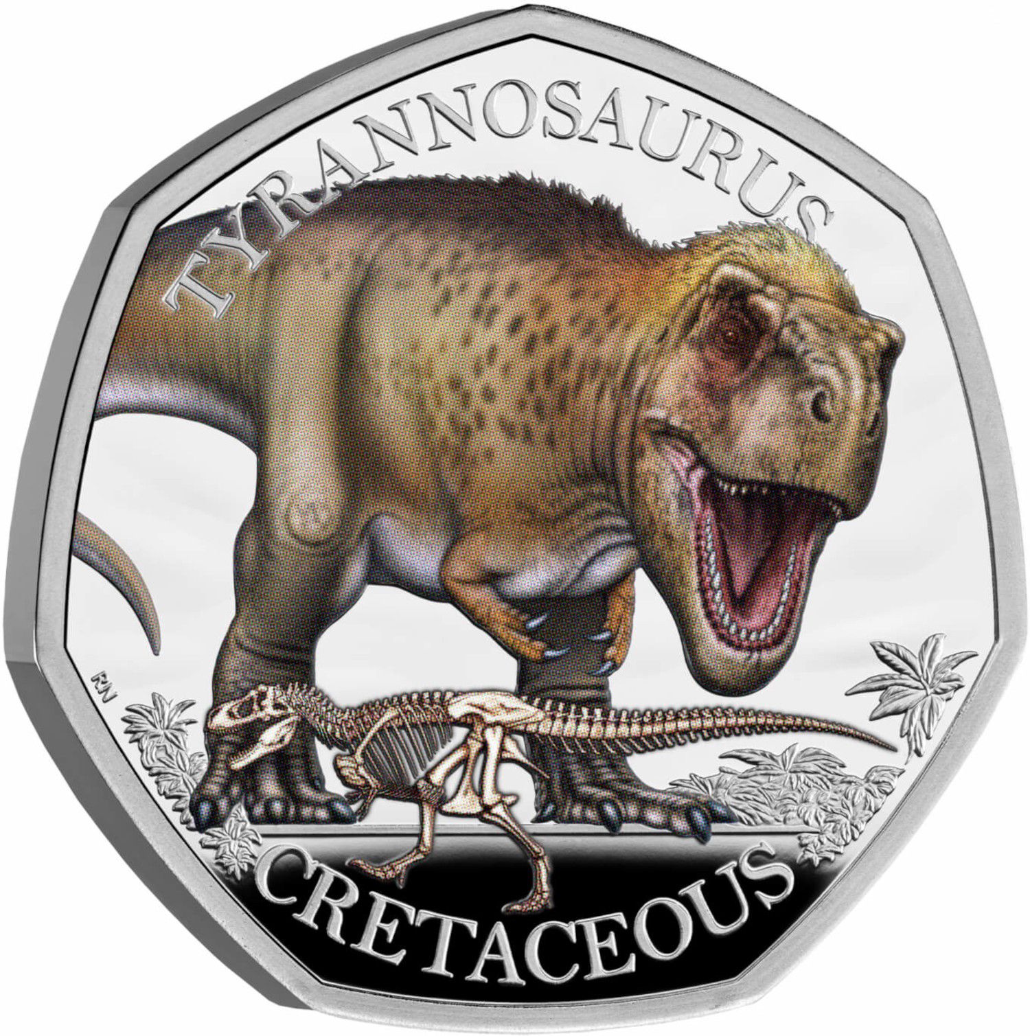 50 Pence - Charles III Tyrannosaurus; Silver Proof reverse