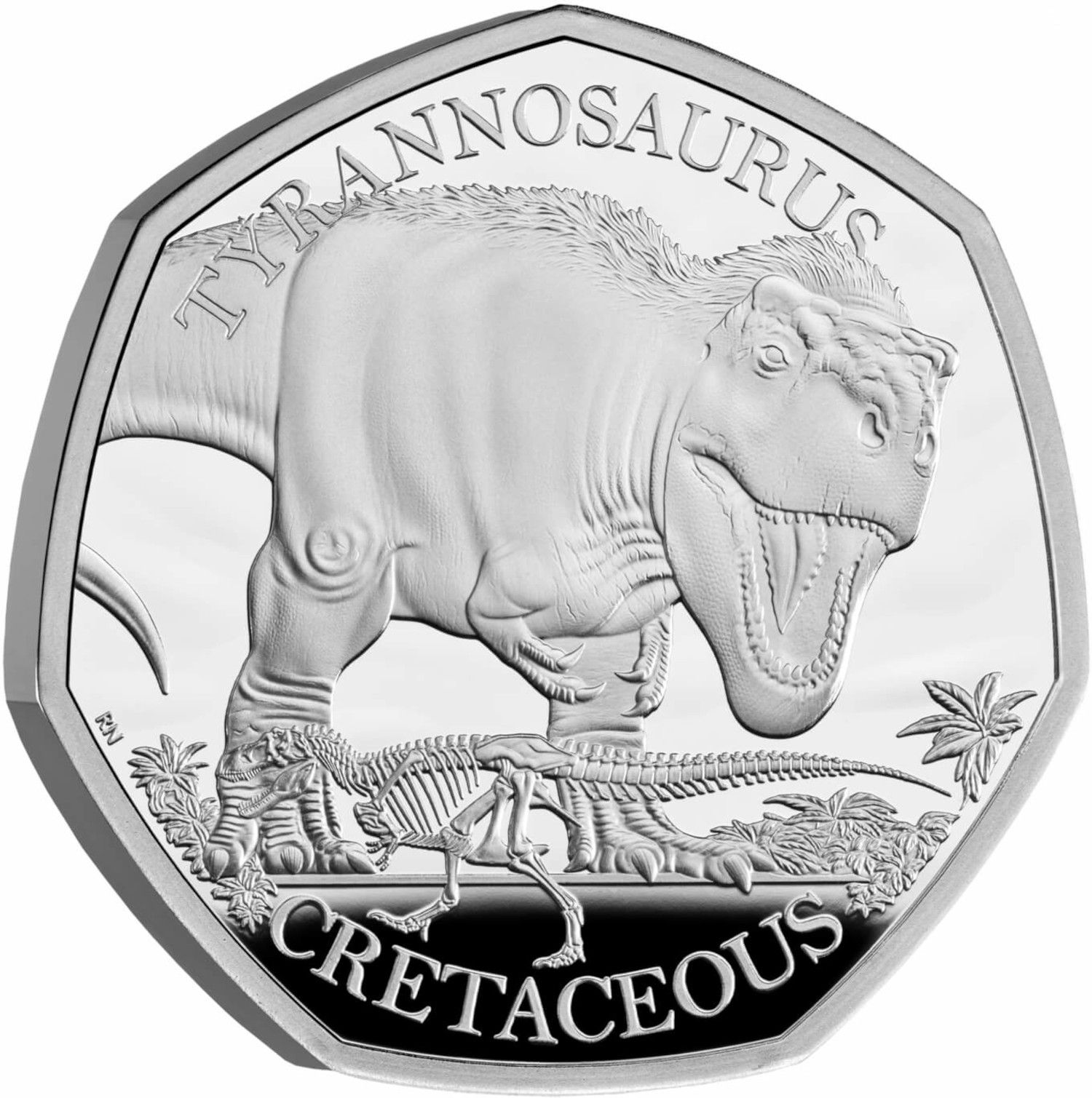 50 Pence - Charles III Tyrannosaurus; Silver Proof reverse