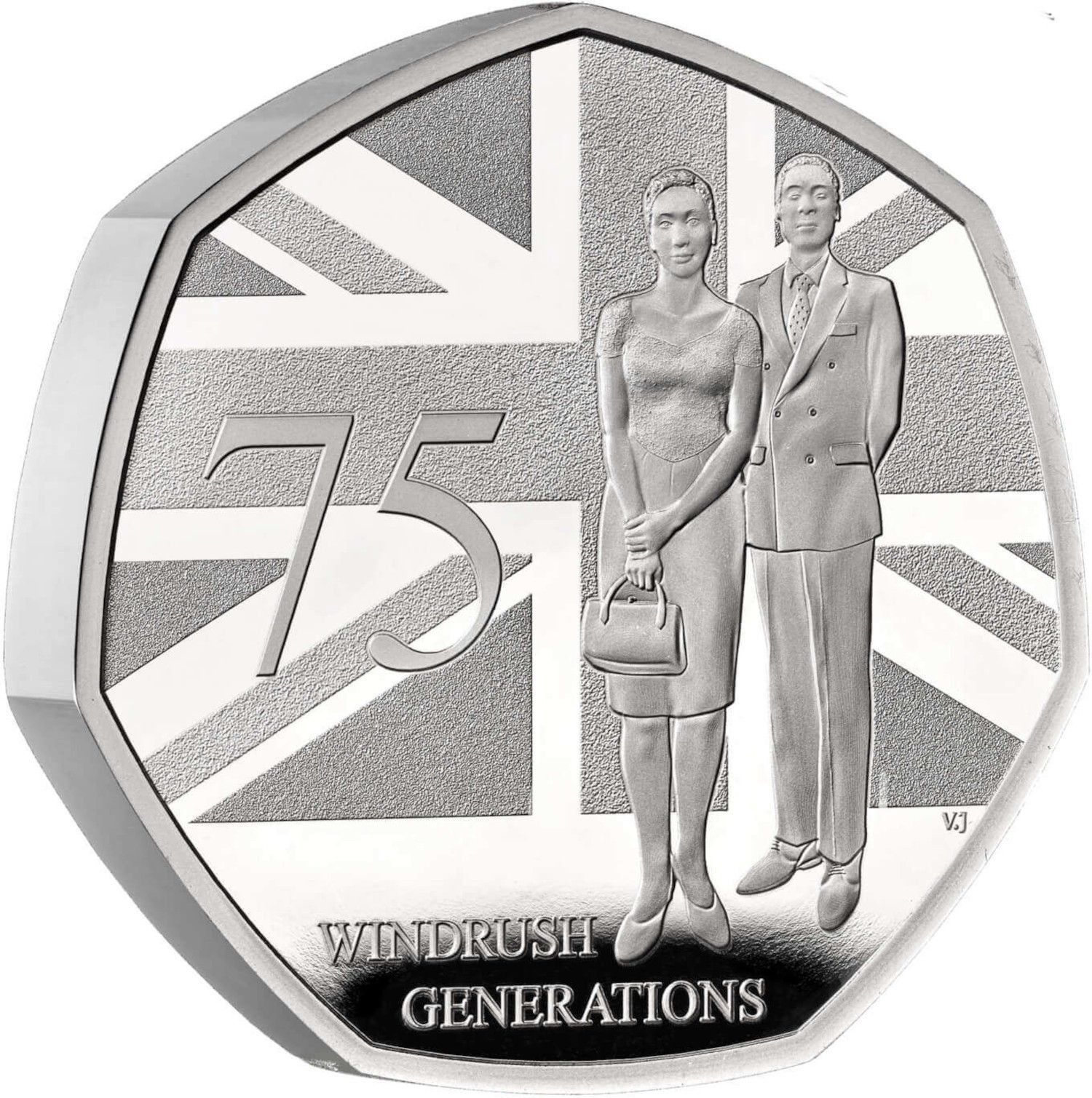 50 Pence - Charles III Windrush Generation; Silver Piedfort reverse