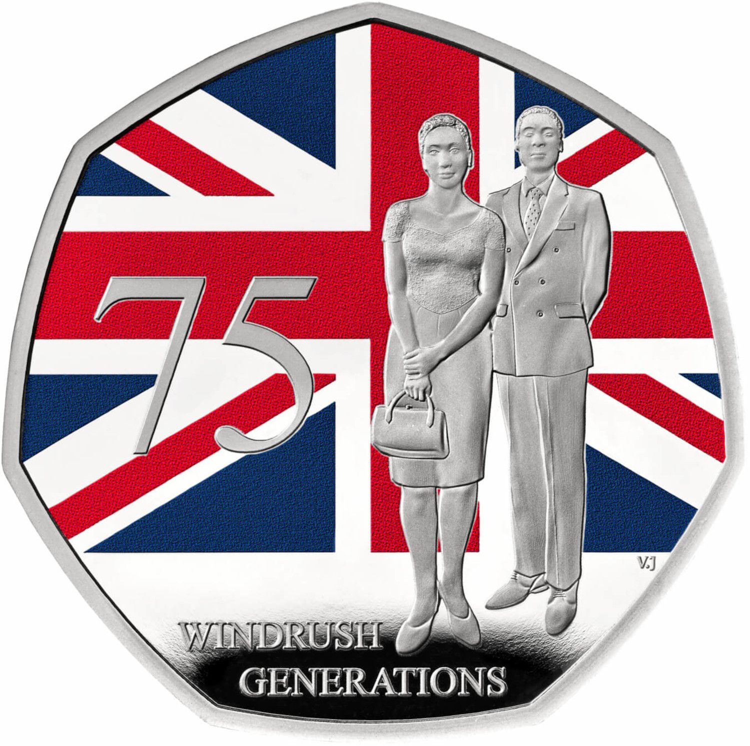 50 Pence - Charles III Windrush Generation; Silver Piedfort reverse