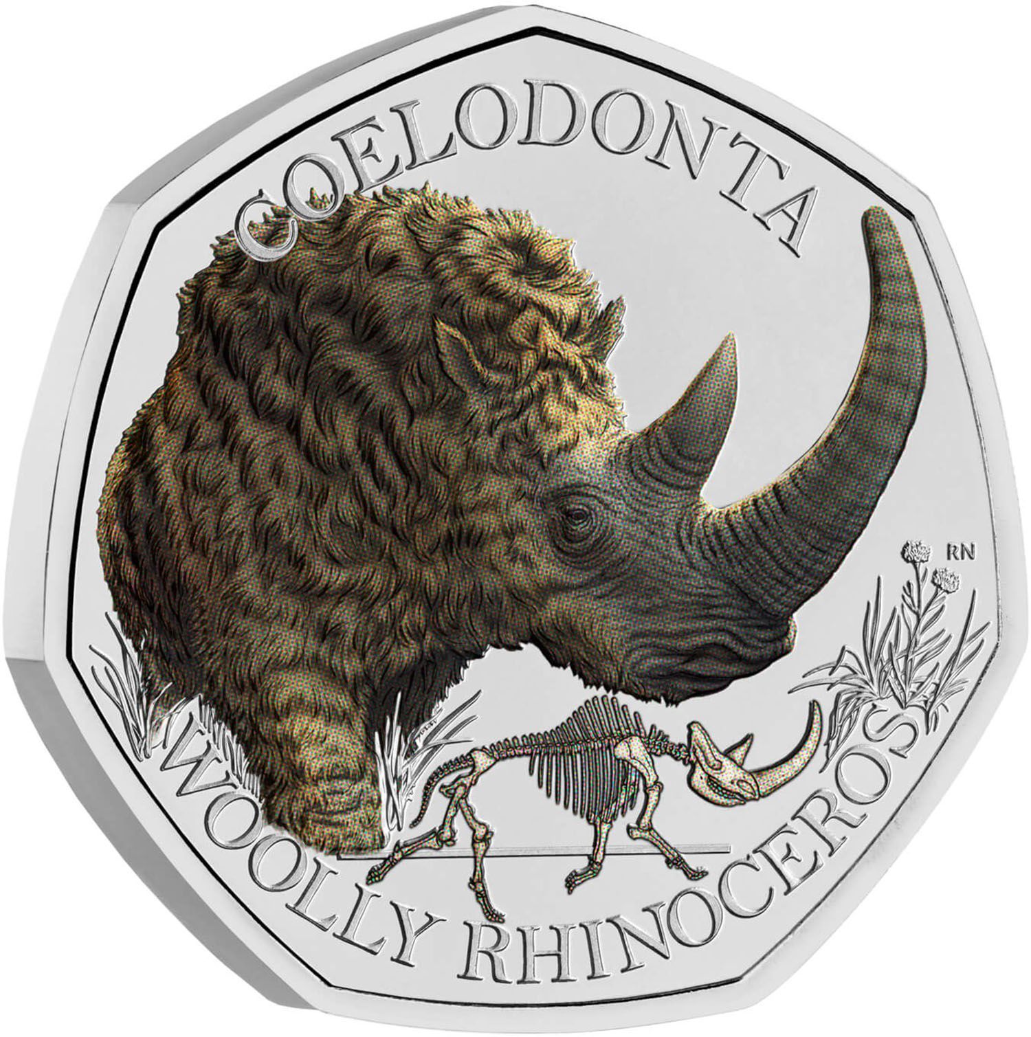 50 Pence - Charles III Woolly Rhinoceros reverse
