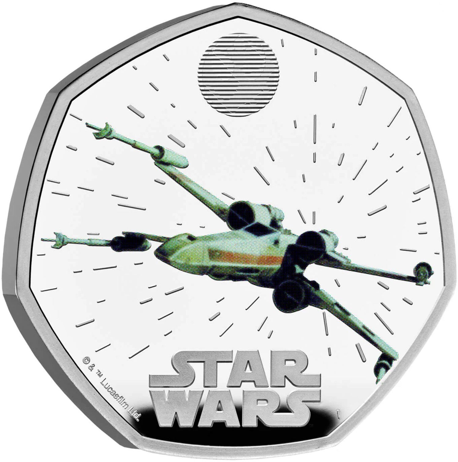 50 Pence - Charles III X-Wing; Silver Proof reverse